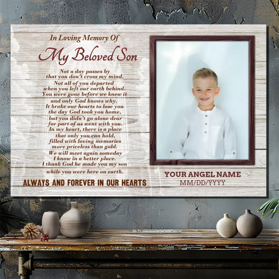 Custom Memorial Canvas for Your Beloved Son - Cherish His Memory