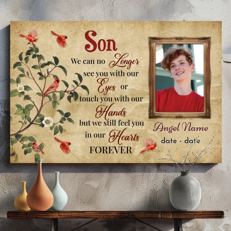 Forever in Our Hearts – Personalized Son Memorial Canvas | 89Prints