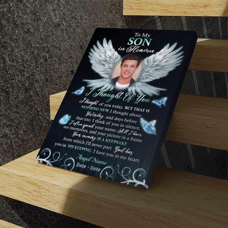 “To My Son in Heaven” Memorial Canvas – Personalized Tribute | 89Prints