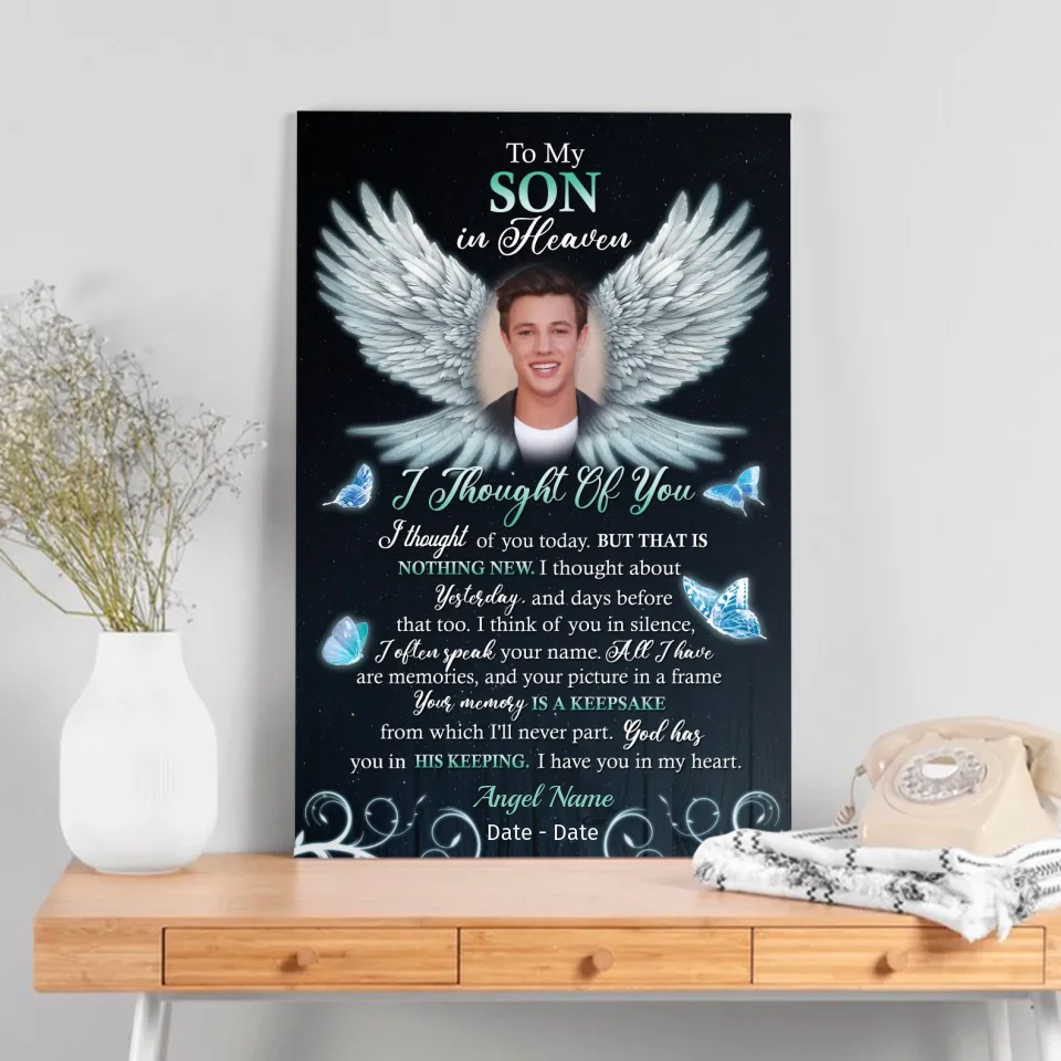 “To My Son in Heaven” Memorial Canvas – Personalized Tribute | 89Prints