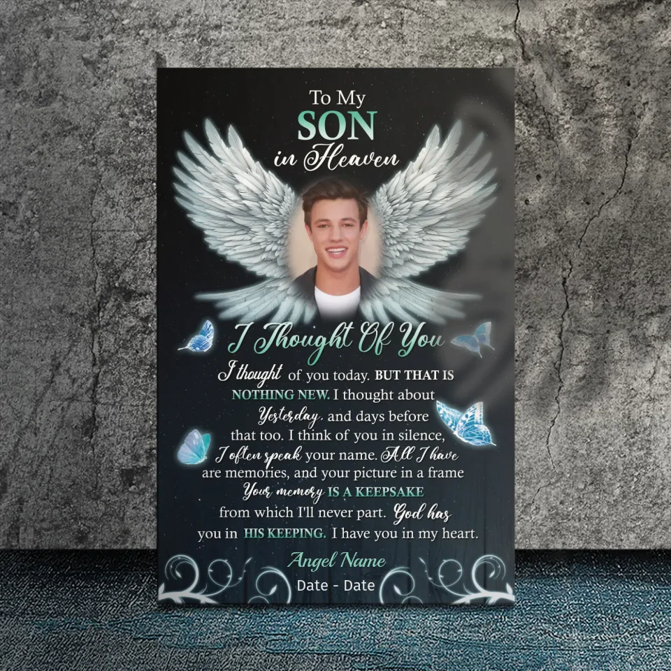 “To My Son in Heaven” Memorial Canvas – Personalized Tribute | 89Prints