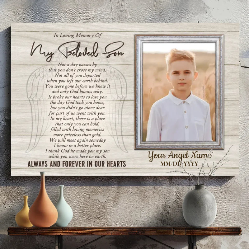Heartfelt Custom Canvas in Loving Memory of Your Son – 89Prints