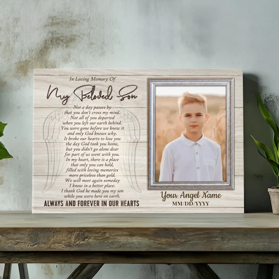 Heartfelt Custom Canvas in Loving Memory of Your Son – 89Prints