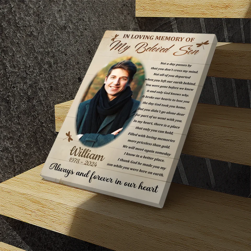 Touching Memorial Canvas for Your Beloved Son | Personalized Tribute | 89Prints