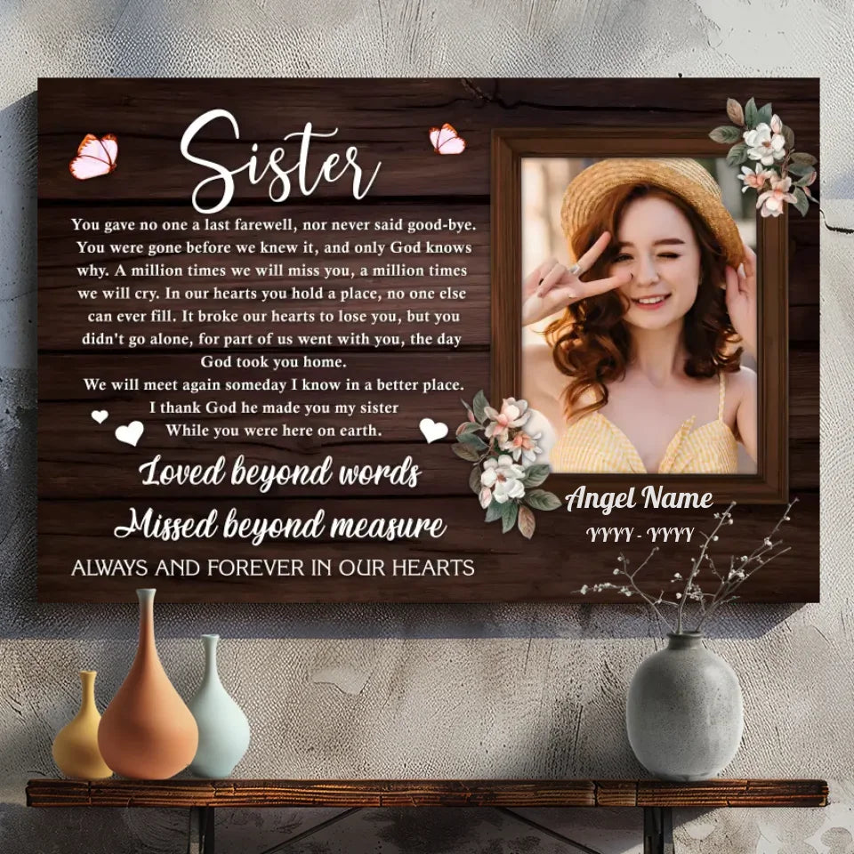 Memorial Canvas for a Beloved Sister – Personalized Tribute by 89Prints
