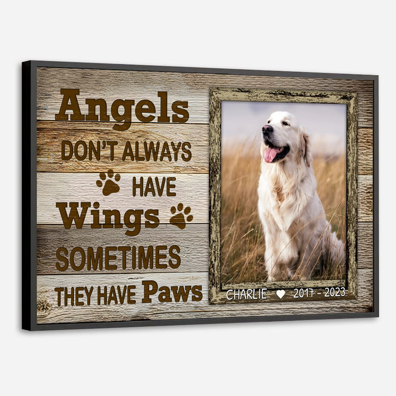 89Prints-Custom Dog Memorial Poster – 'Angels Have Paws' Personalized with Name and Dates