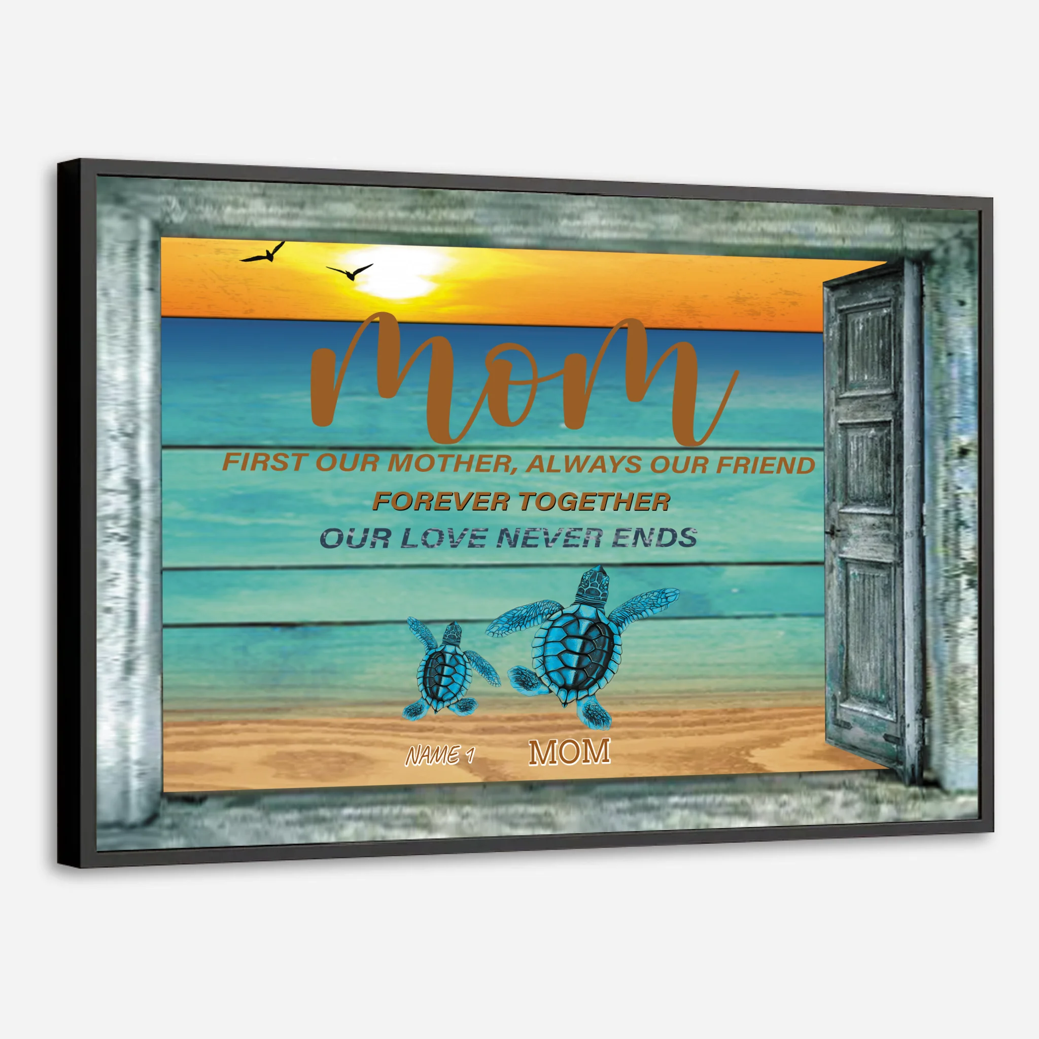Celebrate a Mother’s Ocean-Like Love – Custom Turtle Poster Gift for Her - 89Prints