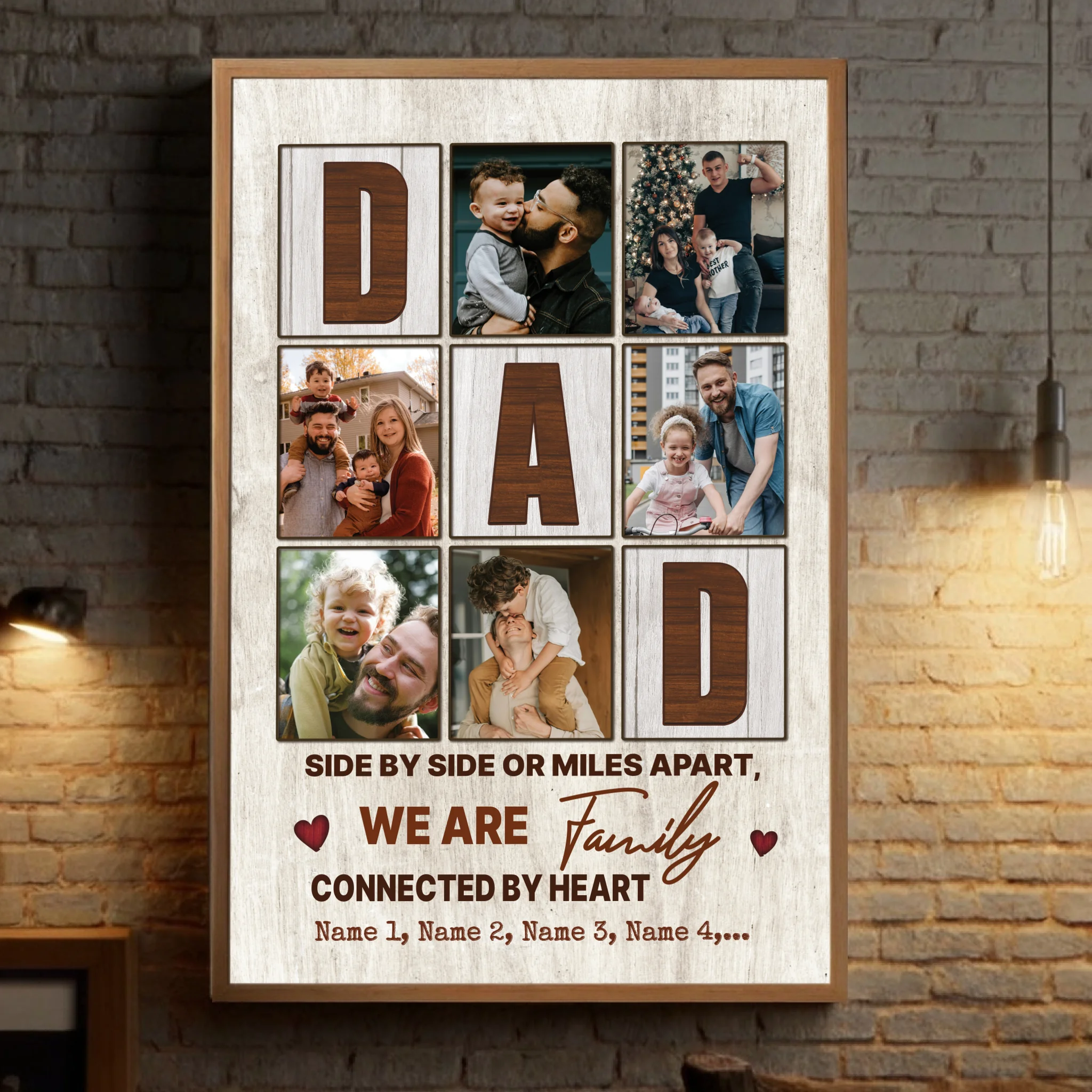 Custom Family Poster – Side by Side or Miles Apart, Connected by Heart - 89Prints