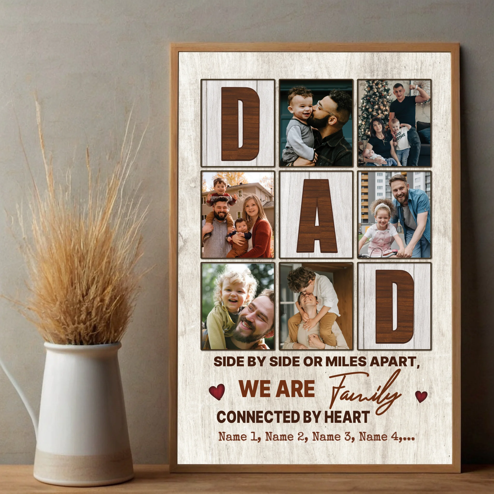 Custom Family Poster – Side by Side or Miles Apart, Connected by Heart - 89Prints