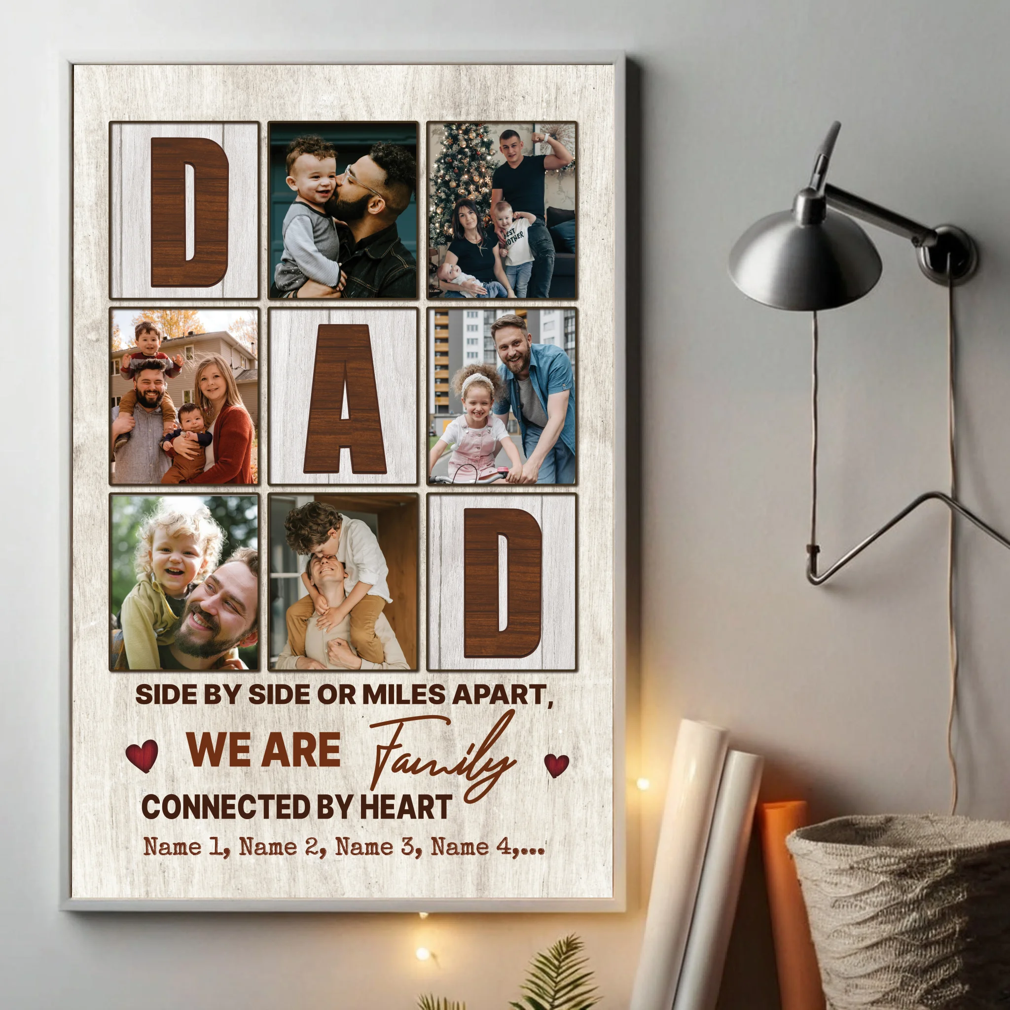 Custom Family Poster – Side by Side or Miles Apart, Connected by Heart - 89Prints