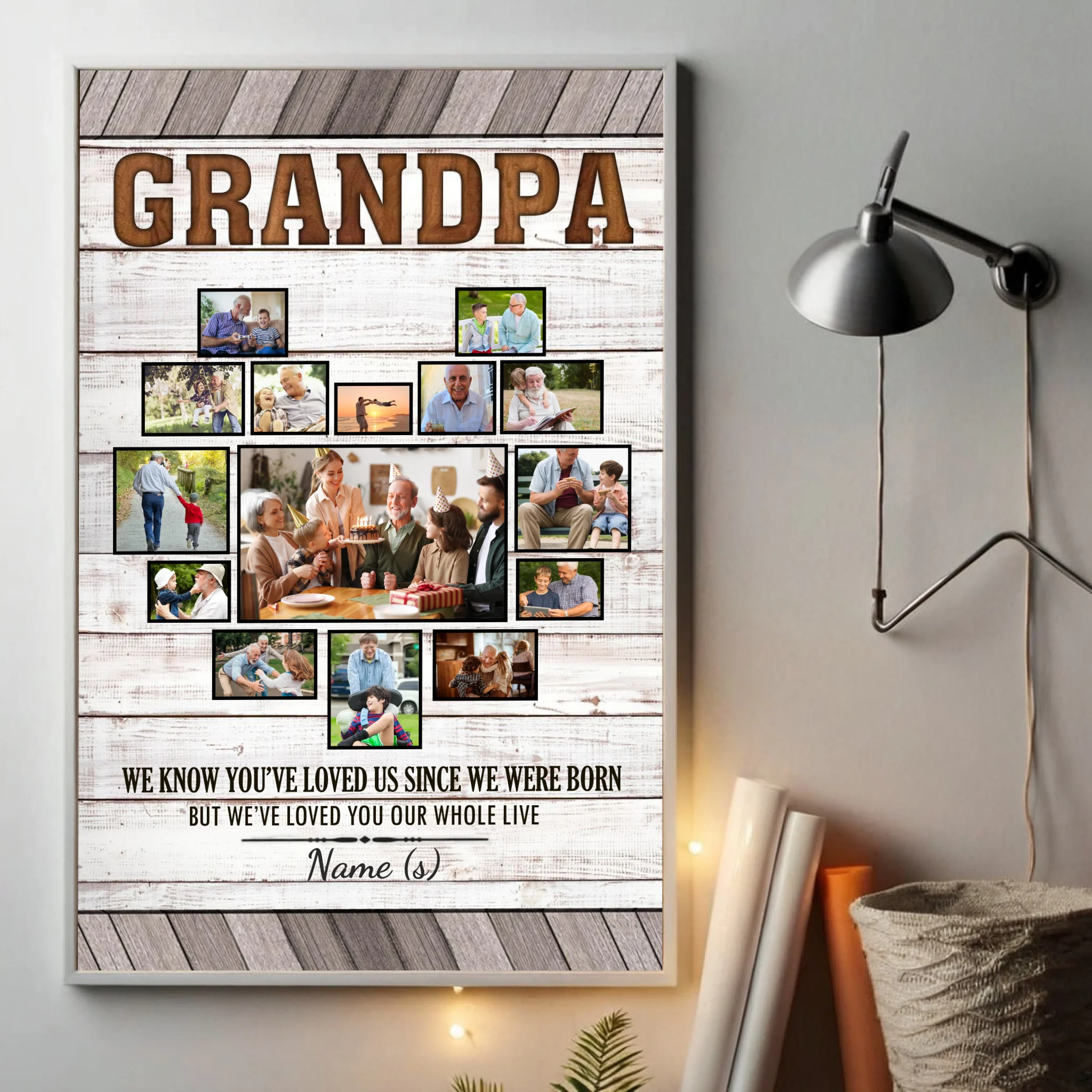 Heartfelt Grandfather Custom Poster – Personalize with 15 Photos - 89Prints