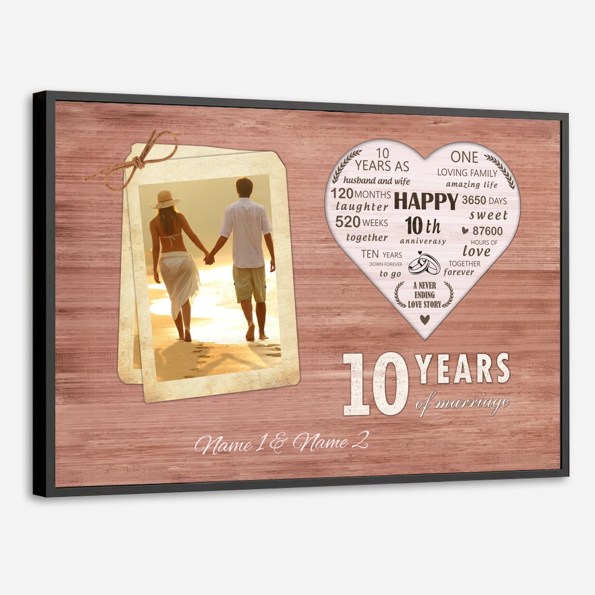 10 Years of Marriage – A Custom Anniversary Poster with Photos and Names - 89Prints