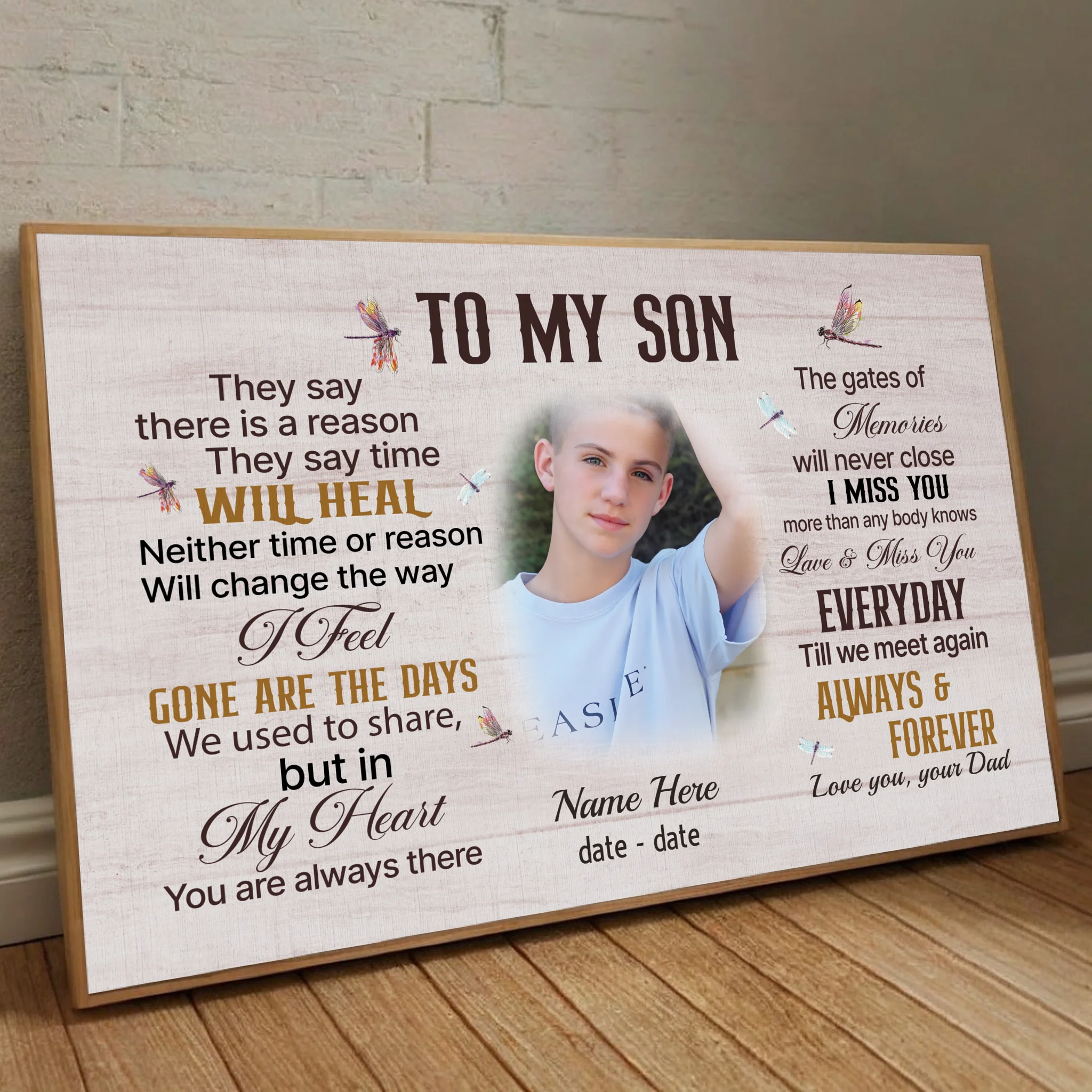 Personalized Memorial Poster -Tribute to Honor Your Beloved Son - 89Prints