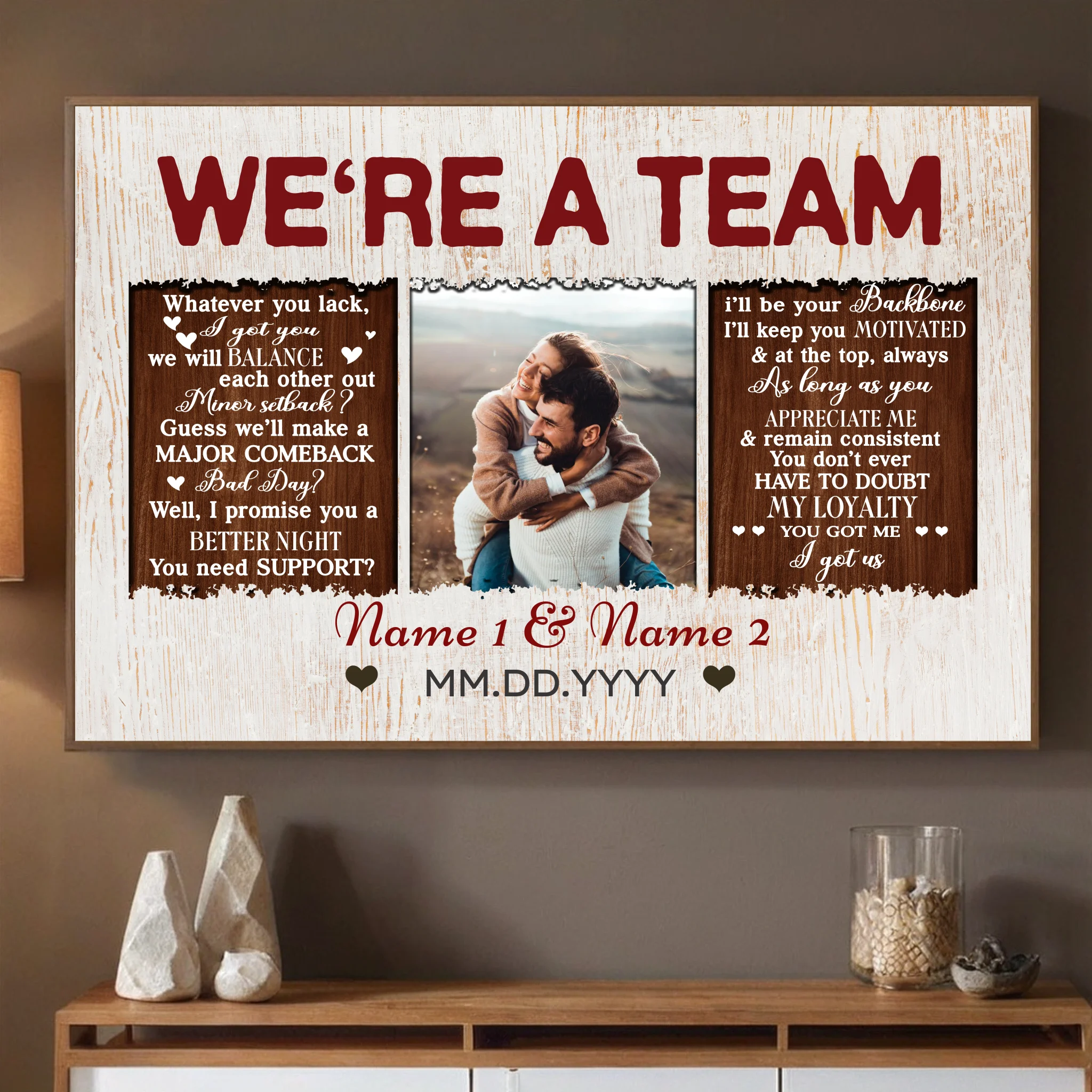 Custom Wedding Poster: “We’re a Team, Always and Forever” – A Unique Couple Gift by 89Prints