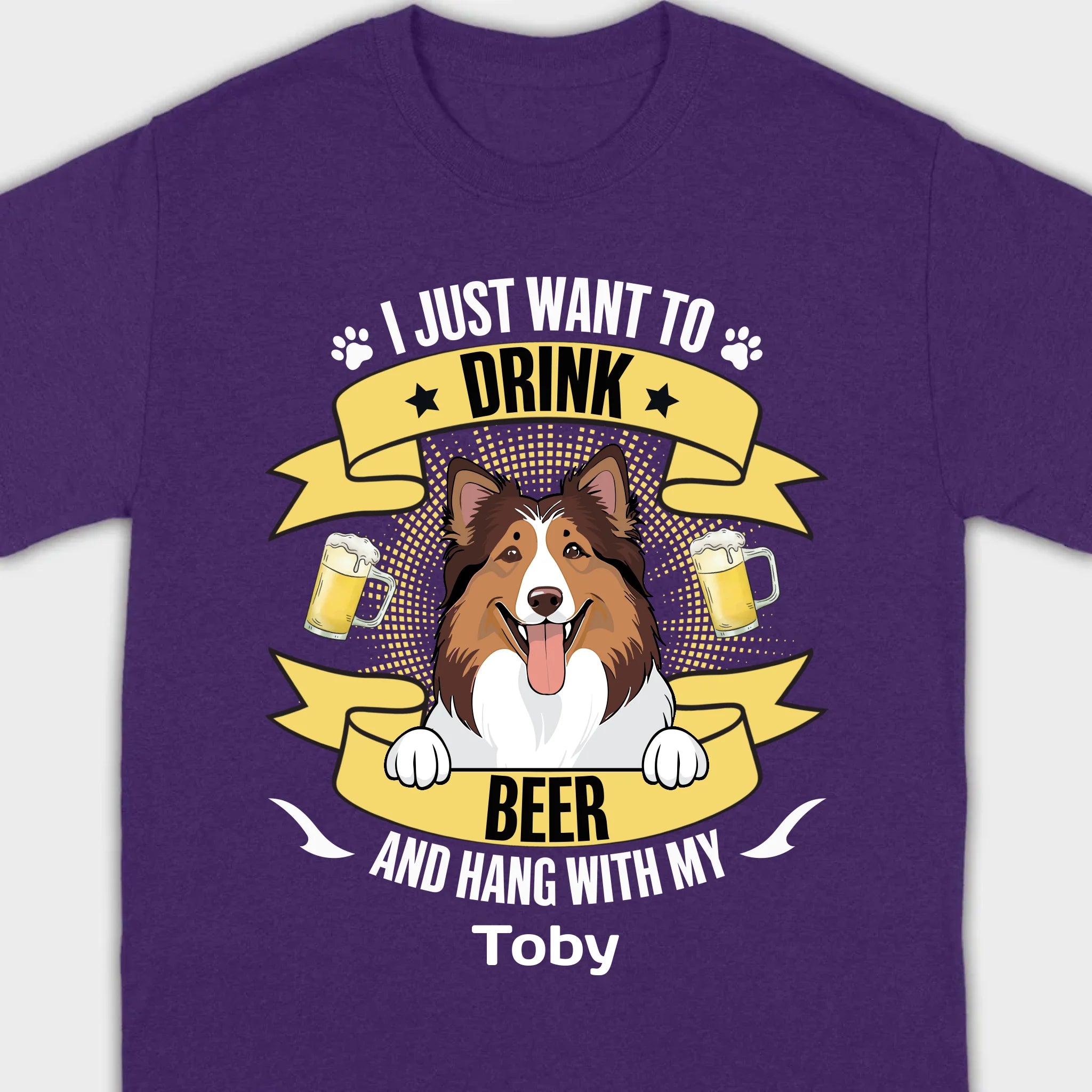 Custom Dog T-Shirt – 'I Just Want to Drink Beer and Hang' – 89Prints