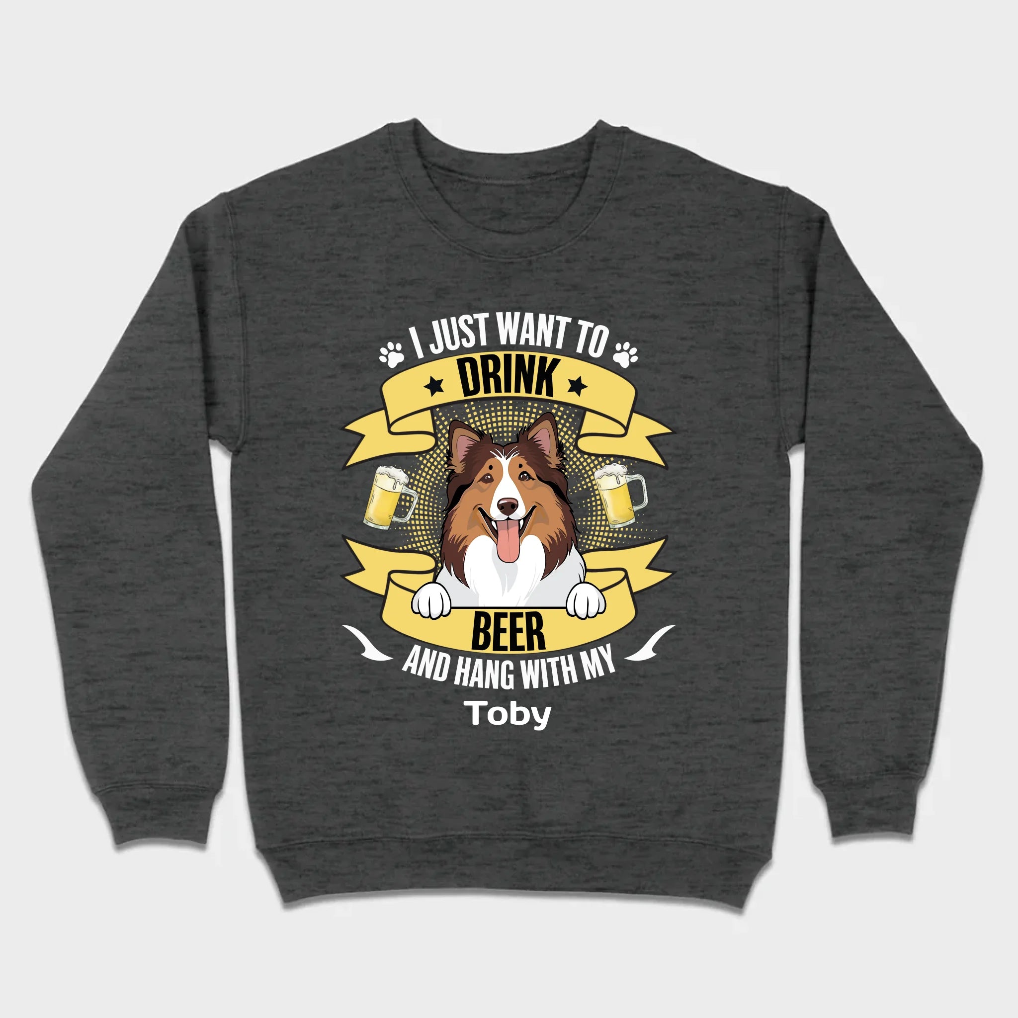 Custom Dog T-Shirt – 'I Just Want to Drink Beer and Hang' – 89Prints