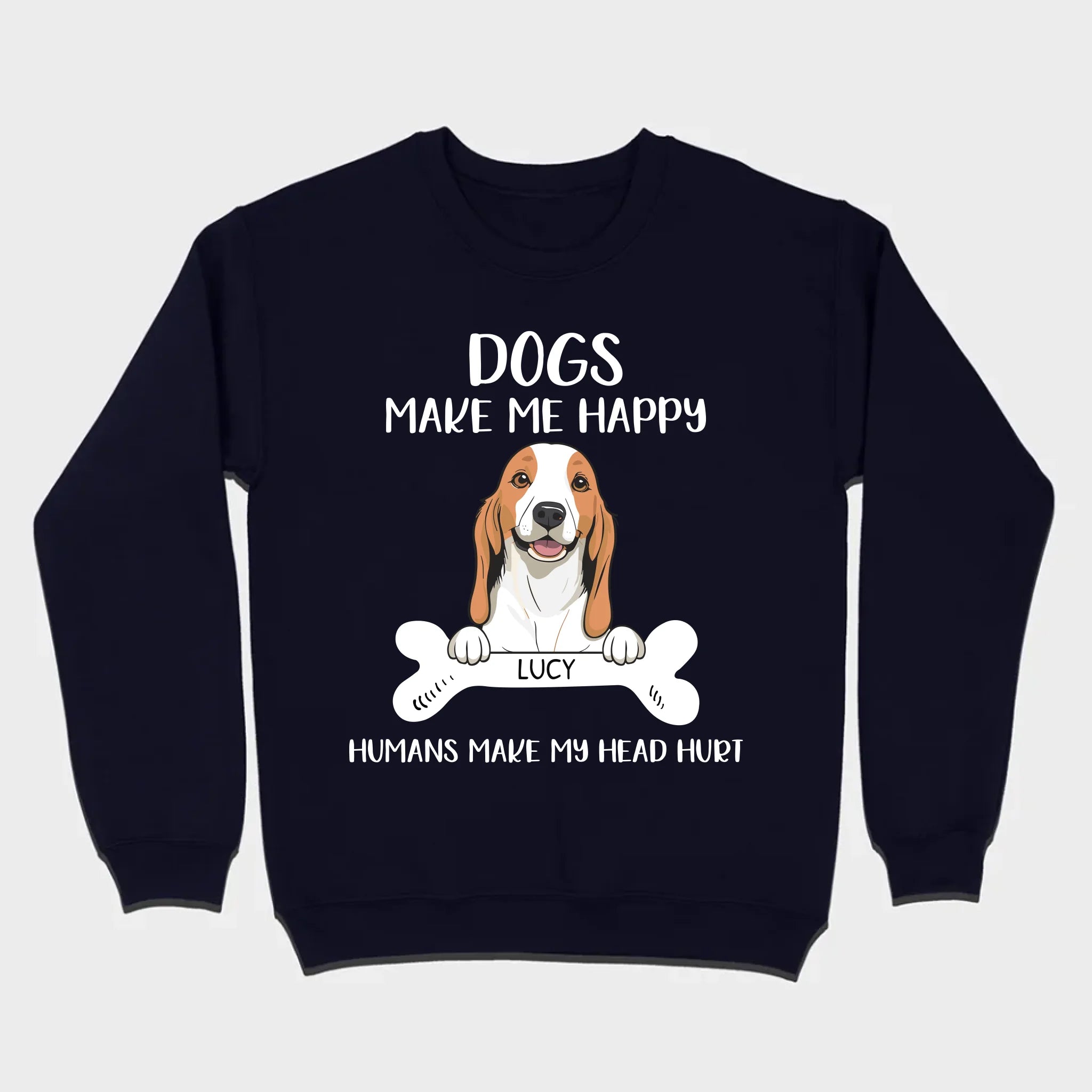 Custom Dog T-Shirt – 'Dogs Make Me Happy, Humans Make My Head Hurt' – 89Prints