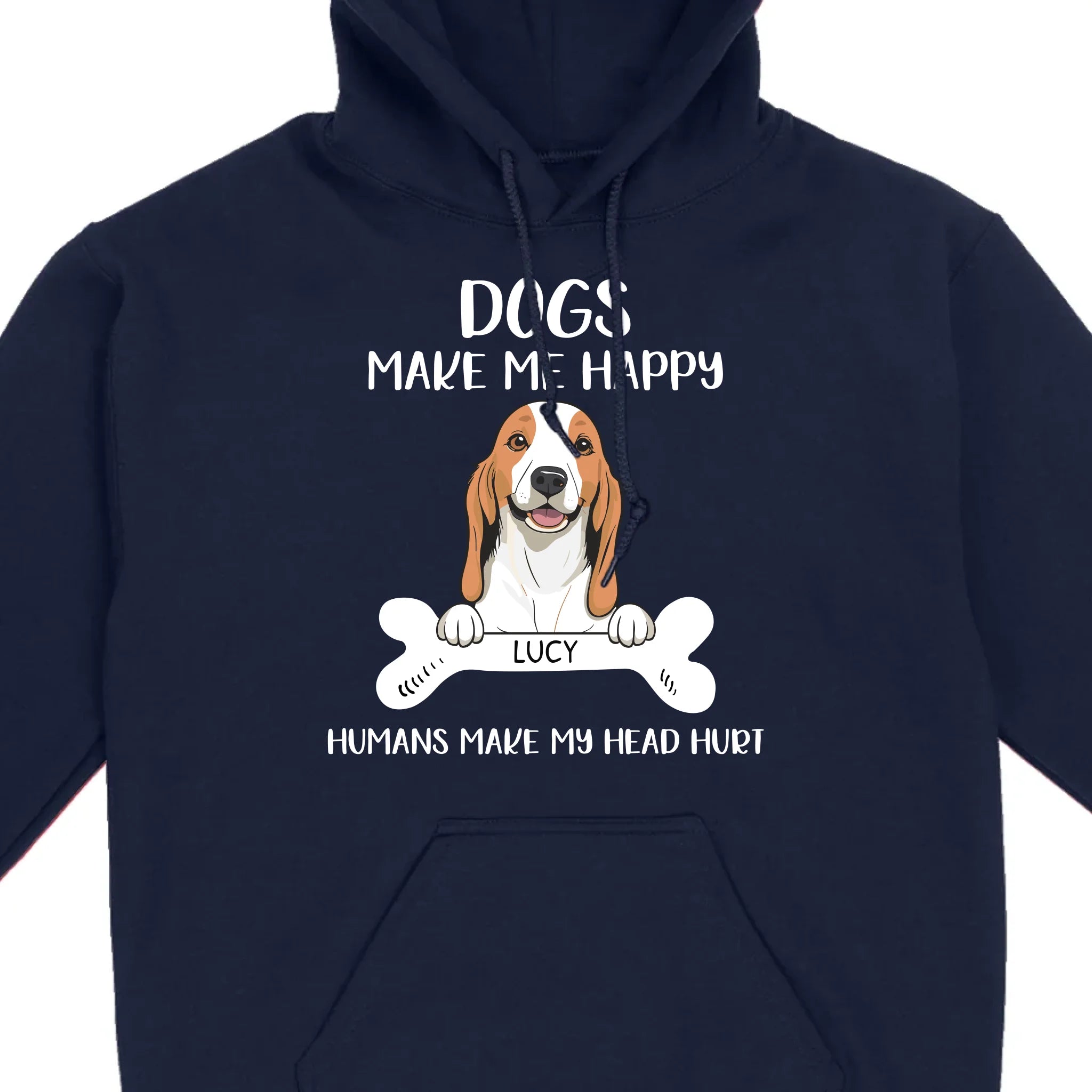 Custom Dog T-Shirt – 'Dogs Make Me Happy, Humans Make My Head Hurt' – 89Prints