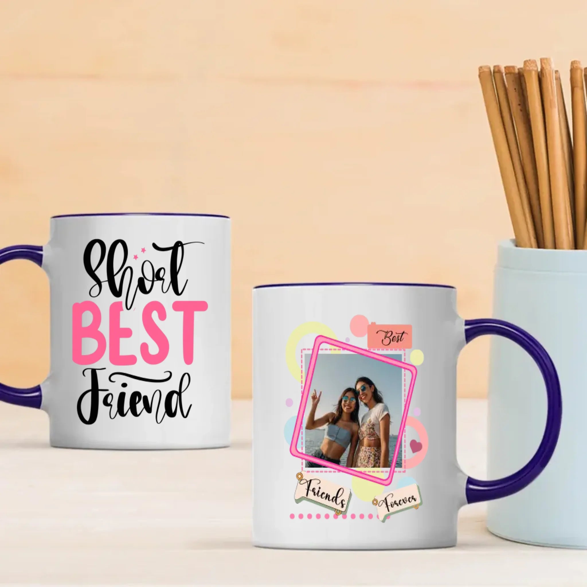 BestieMug-Minimalist Short Best Friend Mug – Custom Name Design - 89Prints