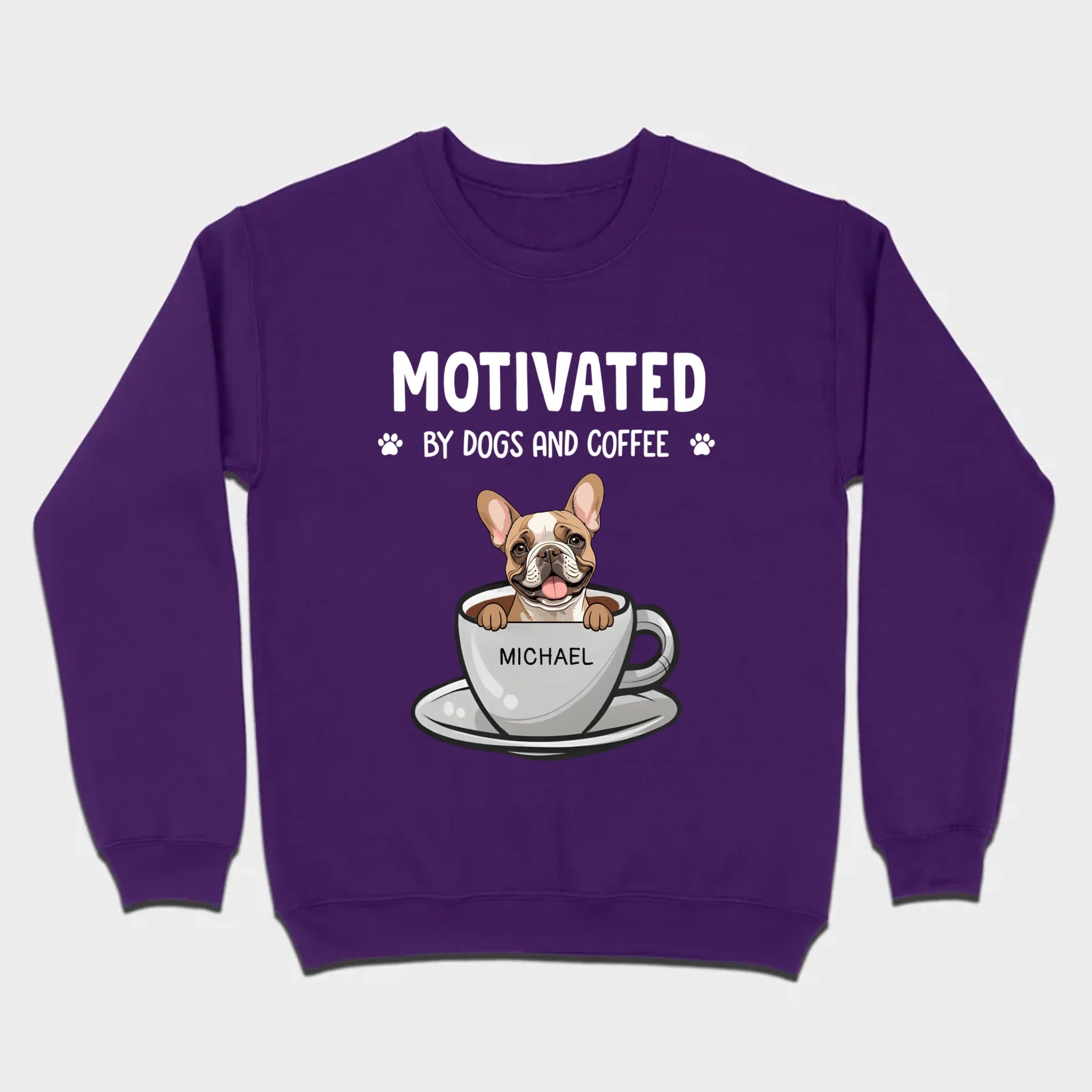 89Prints Custom Dog T-Shirt – 'Motivated by Dogs and Coffee' Personalized for You