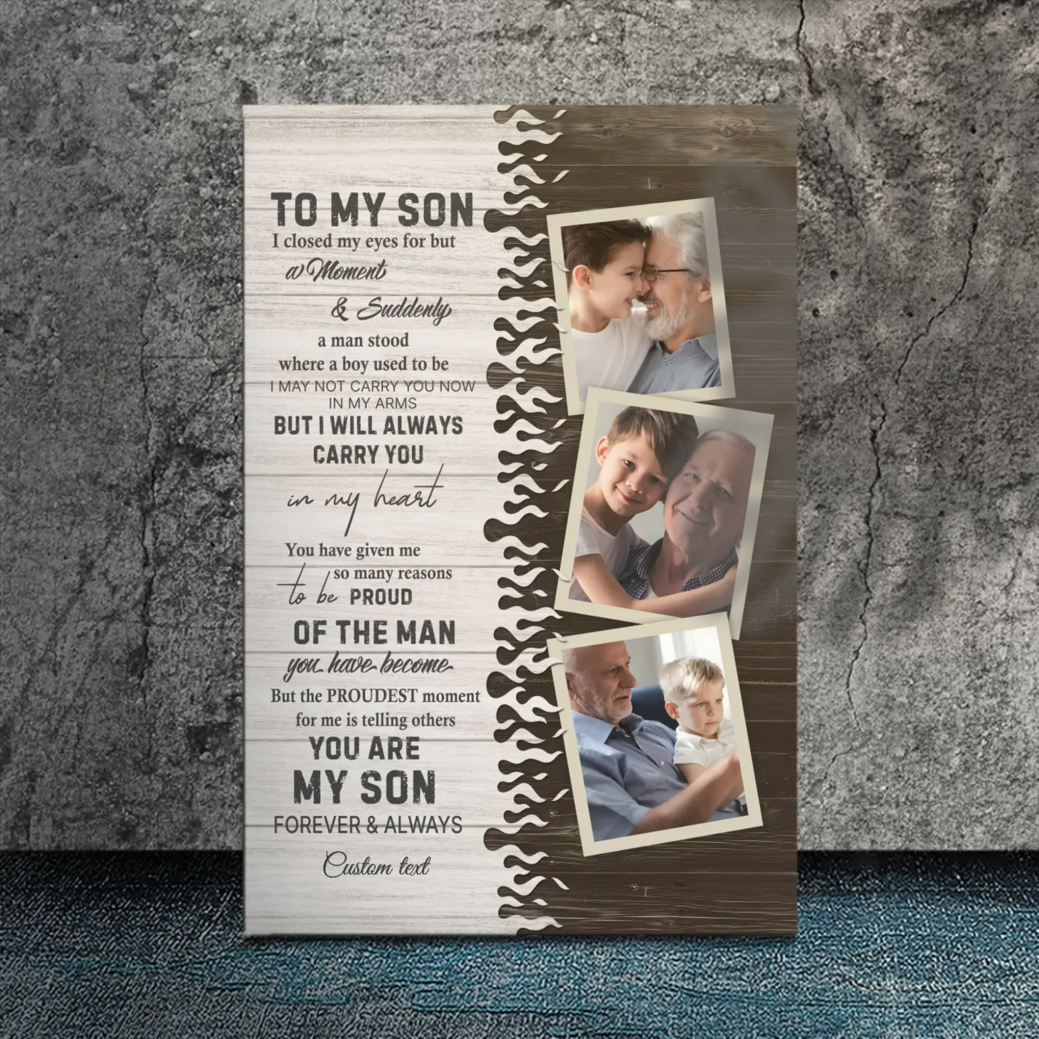 Heartwarming Custom Canvas Tribute to Your Son – Forever Proud | 89Prints