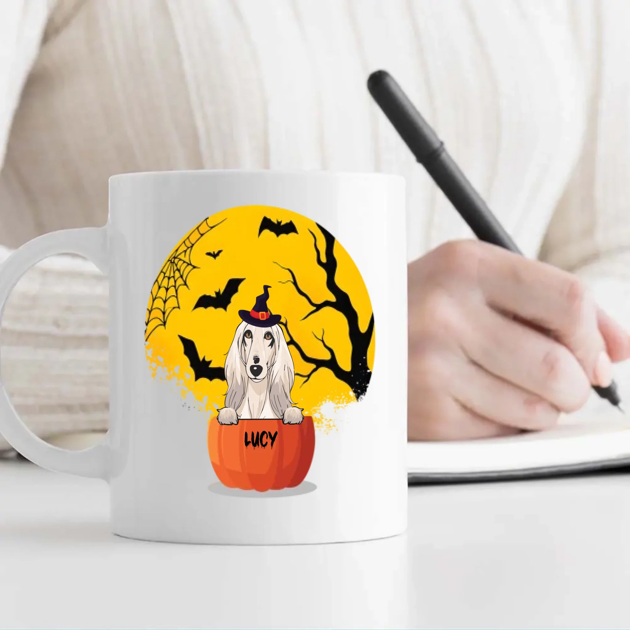 Halloween Dog Mug – Custom Clipart & Name on Both Sides