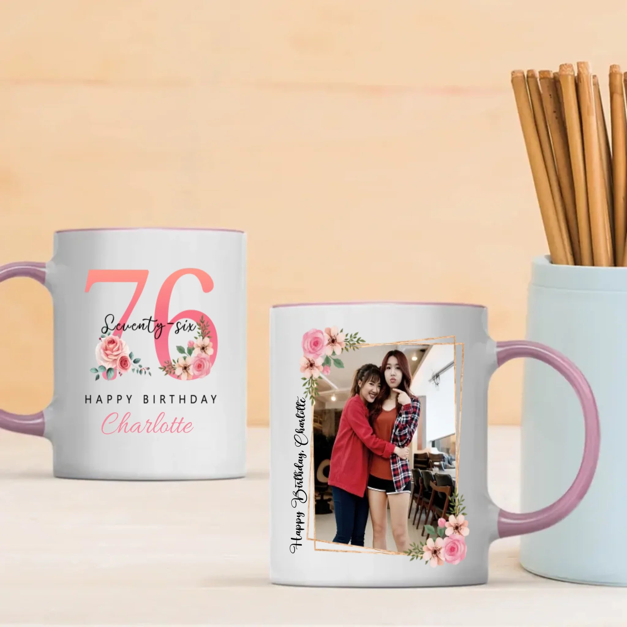 Elegant 76th Birthday Mug – Charming & Vintage Personalized Gift – 89Prints
