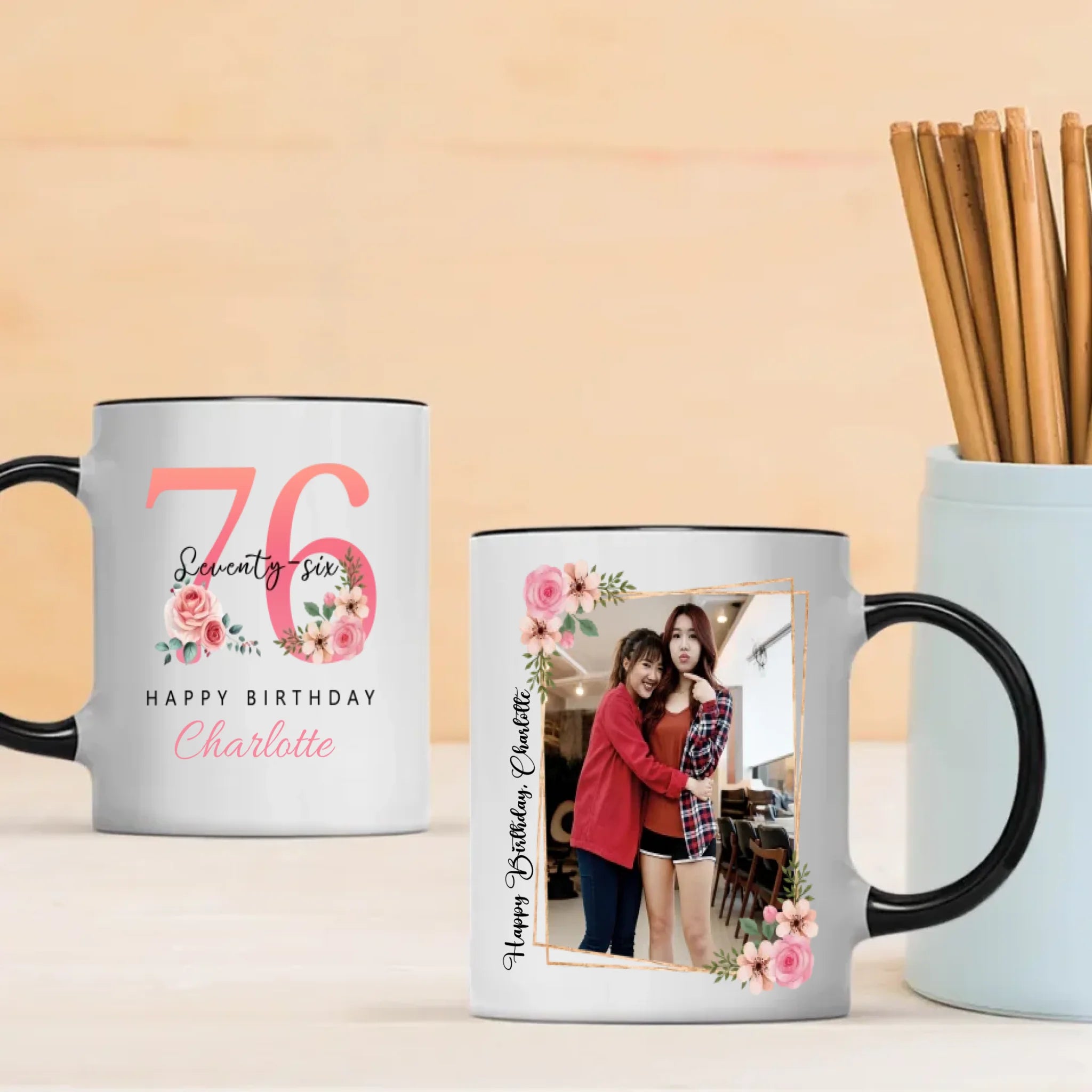 Elegant 76th Birthday Mug – Charming & Vintage Personalized Gift – 89Prints