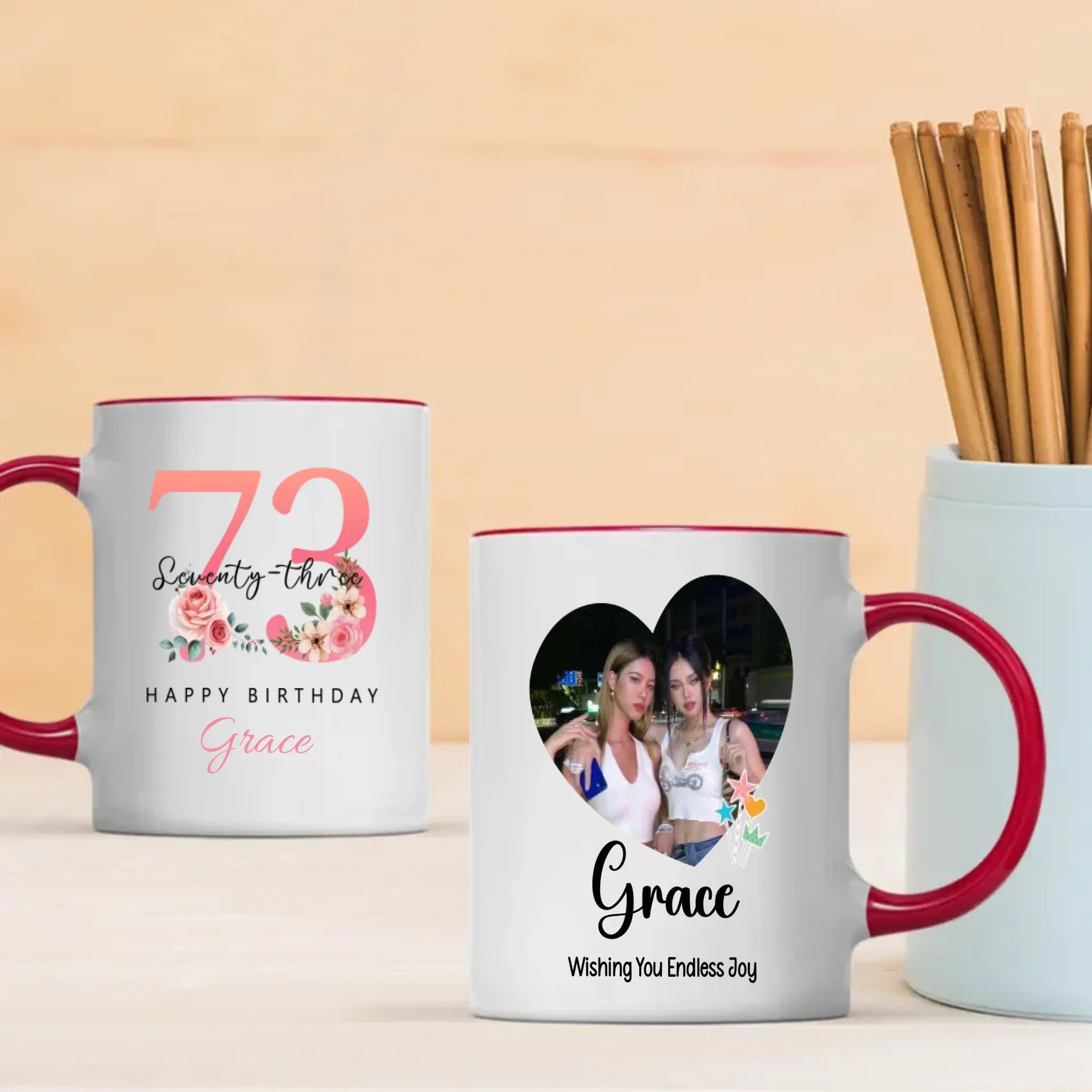 Vintage 73rd Birthday Mug – Elegant Personalized Gift “Wishing You Endless Joy” – 89Prints