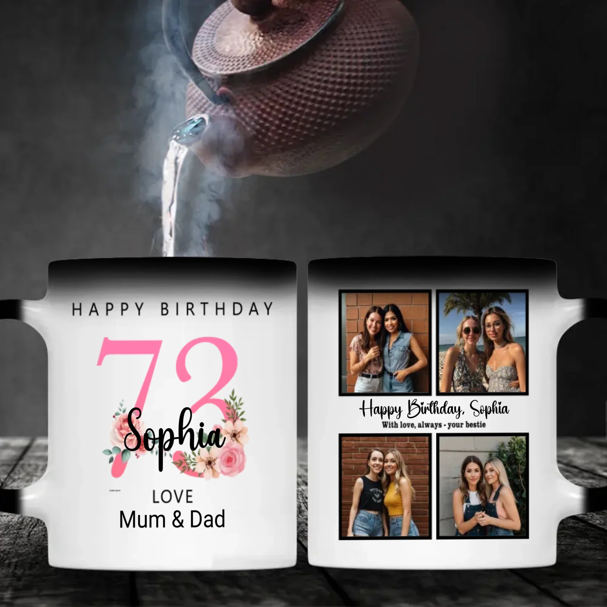 73 Years Loved – Personalized 4-Photo Birthday Mug for Her - 89Prints