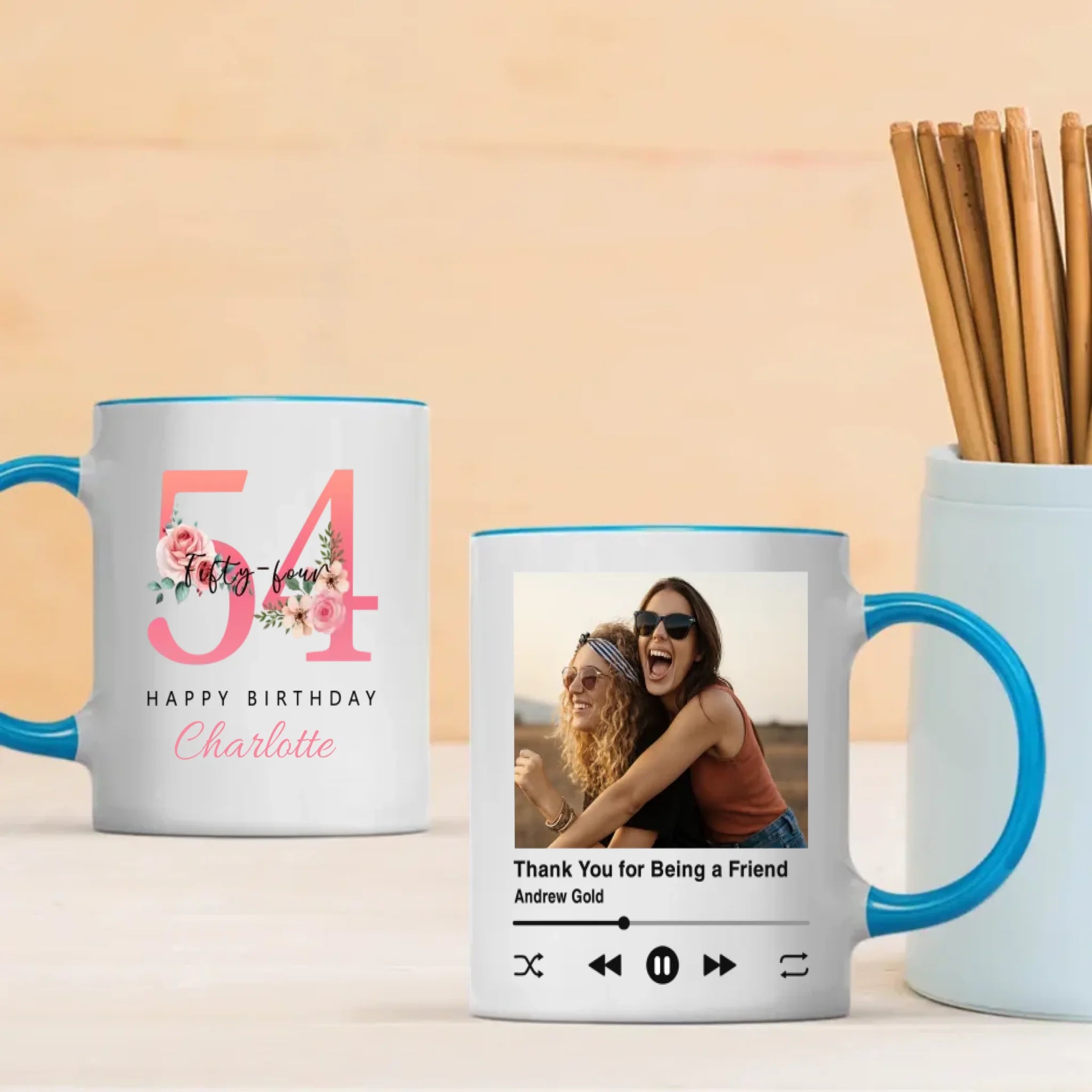 Charming 54th Birthday Mug – Thank You for Being a Friend - 89Prints