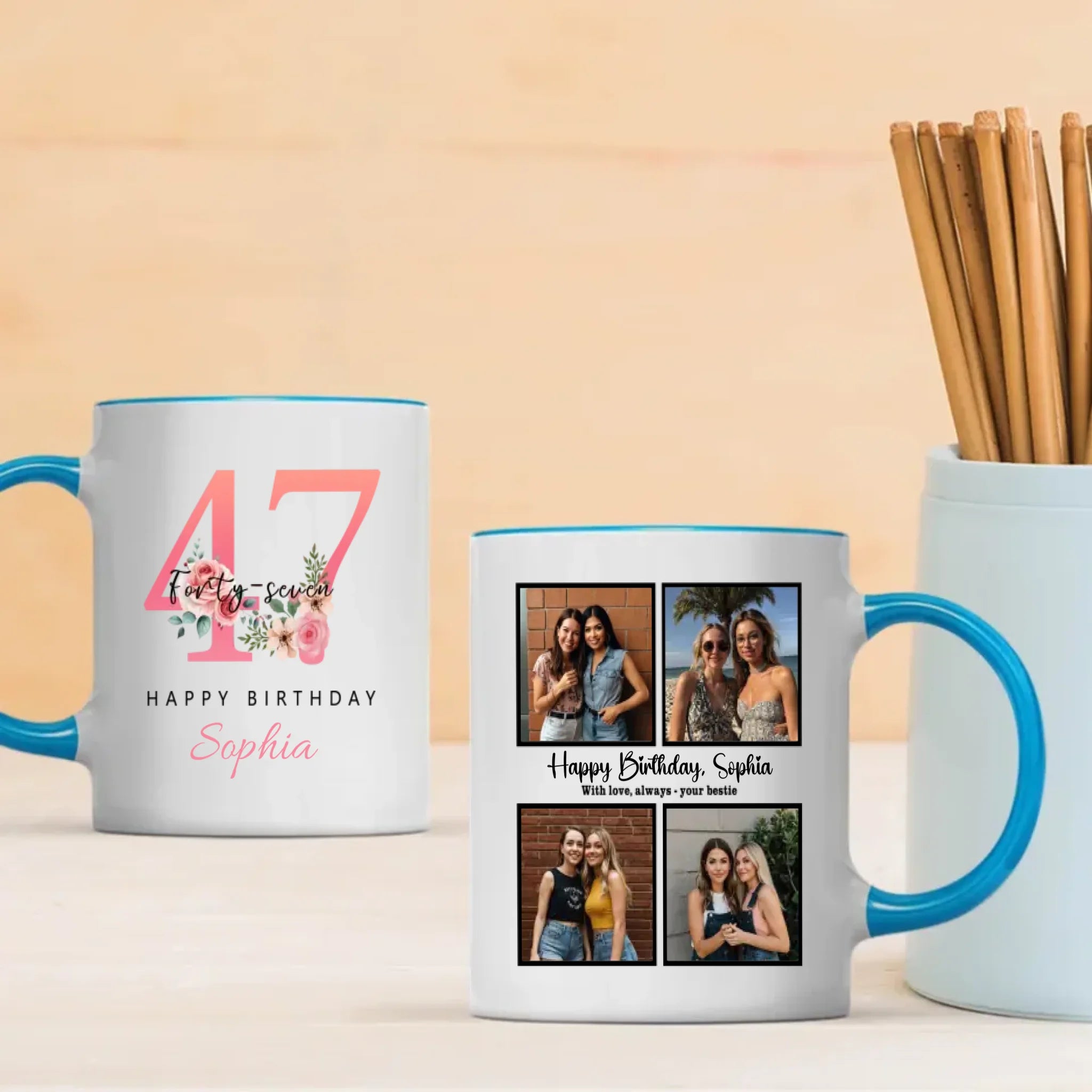 Charming 47th Birthday Mug – Elegant Personalized Gift of Love and Joy - 89Prints