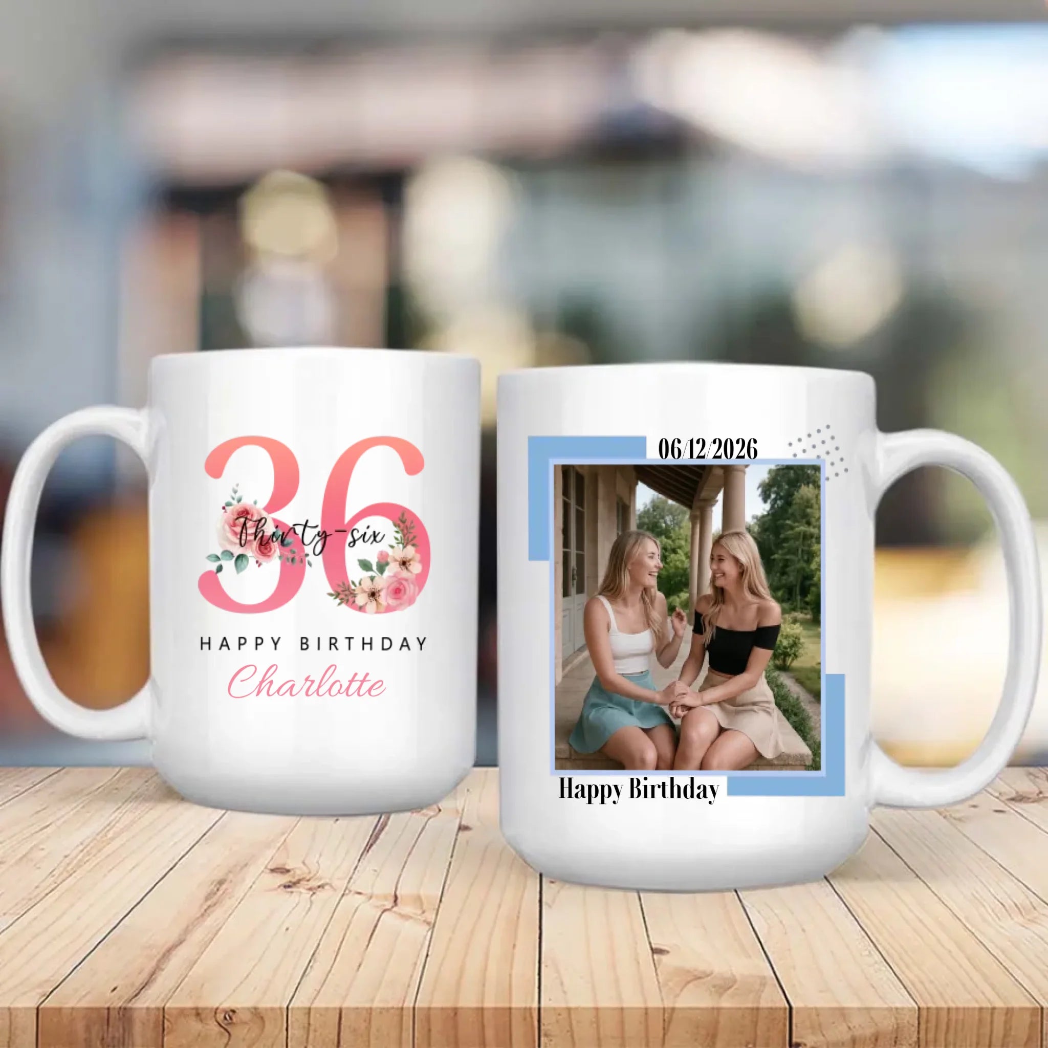 Personalized 36th Birthday Mug – Floral Happy Birthday Gift for Her - 89Prints