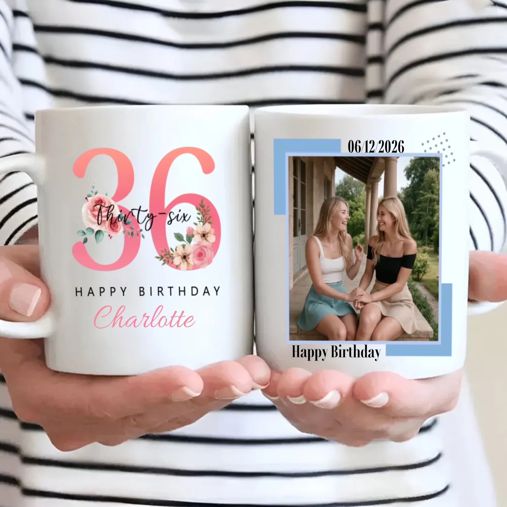 Personalized 36th Birthday Mug – Floral Happy Birthday Gift for Her - 89Prints