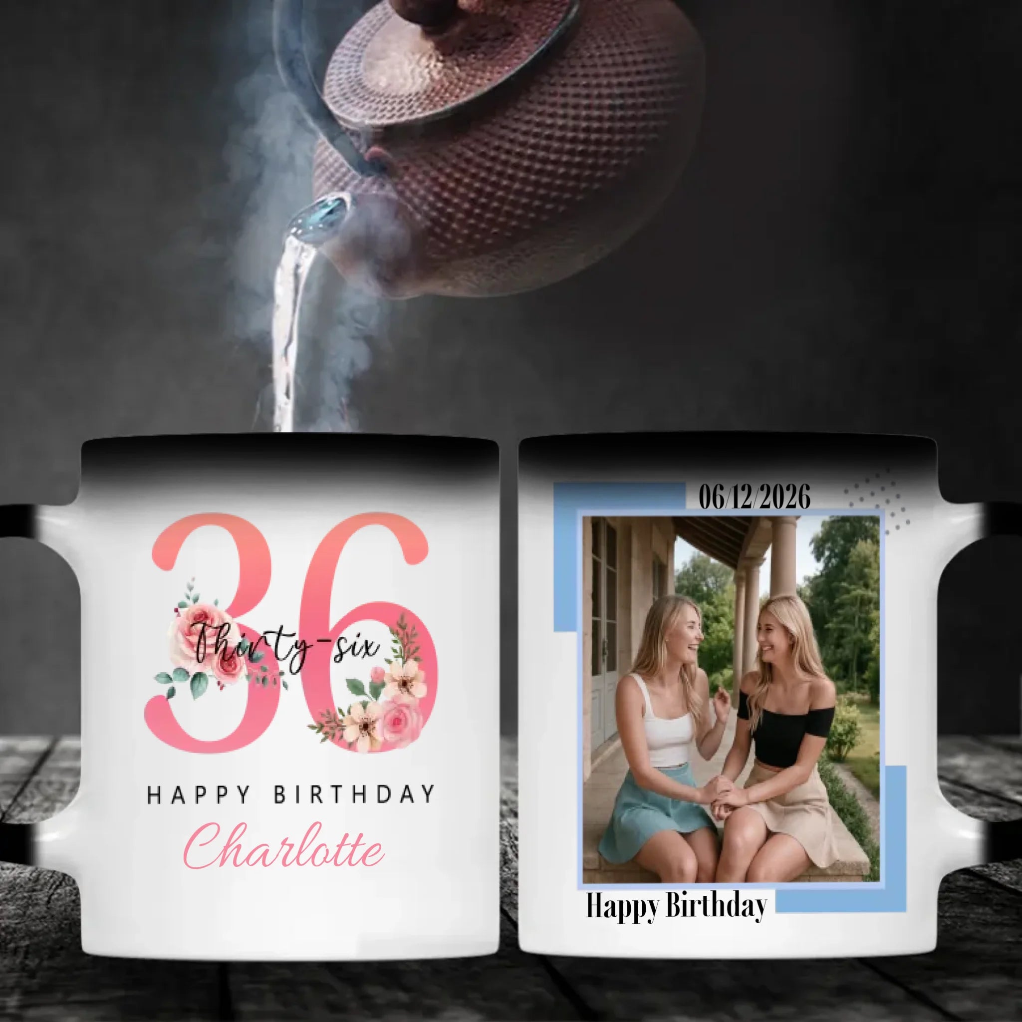 Personalized 36th Birthday Mug – Floral Happy Birthday Gift for Her - 89Prints