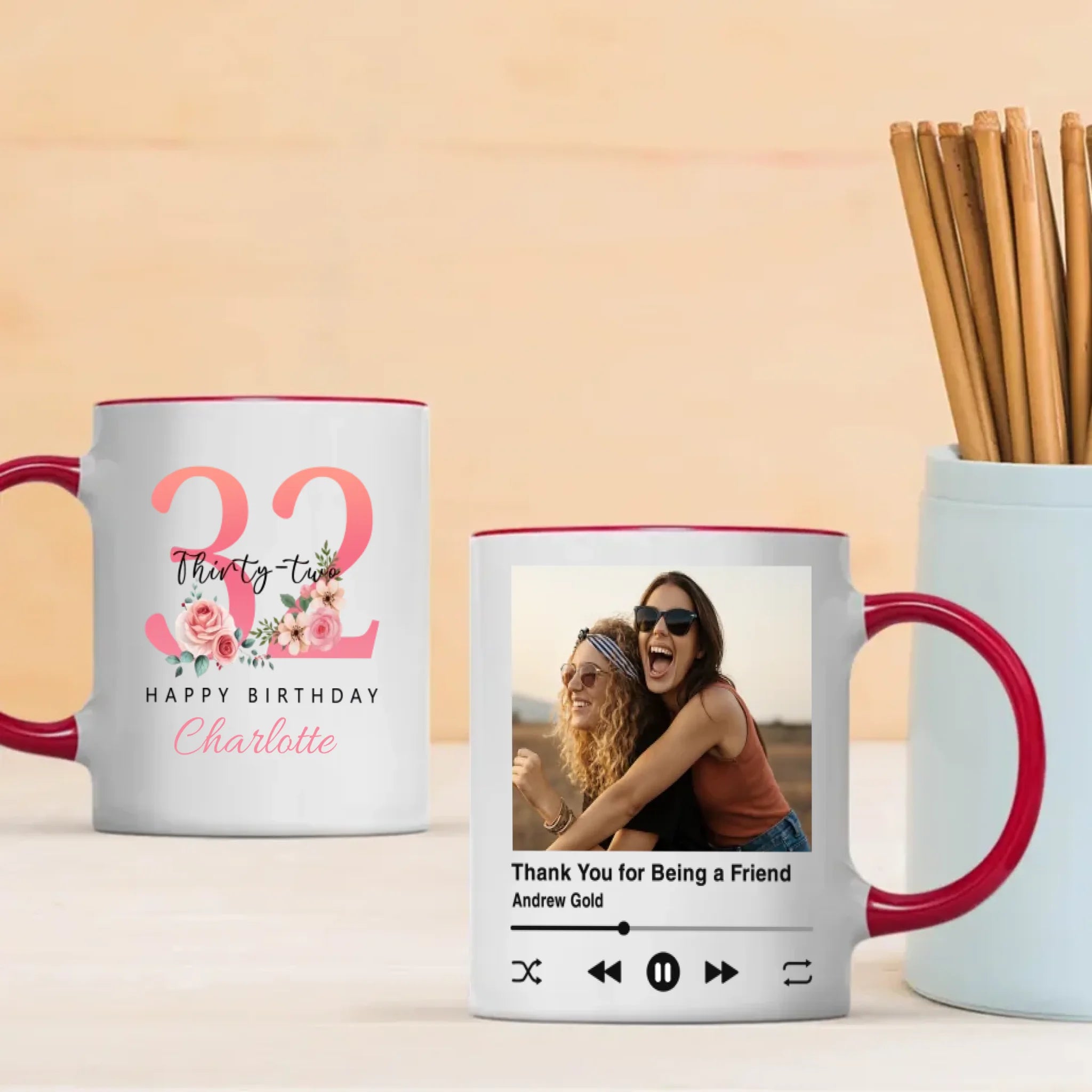 Cute 32nd Birthday Mug – Adorable Personalized Gift with “Thank You for Being a Friend” – 89Prints