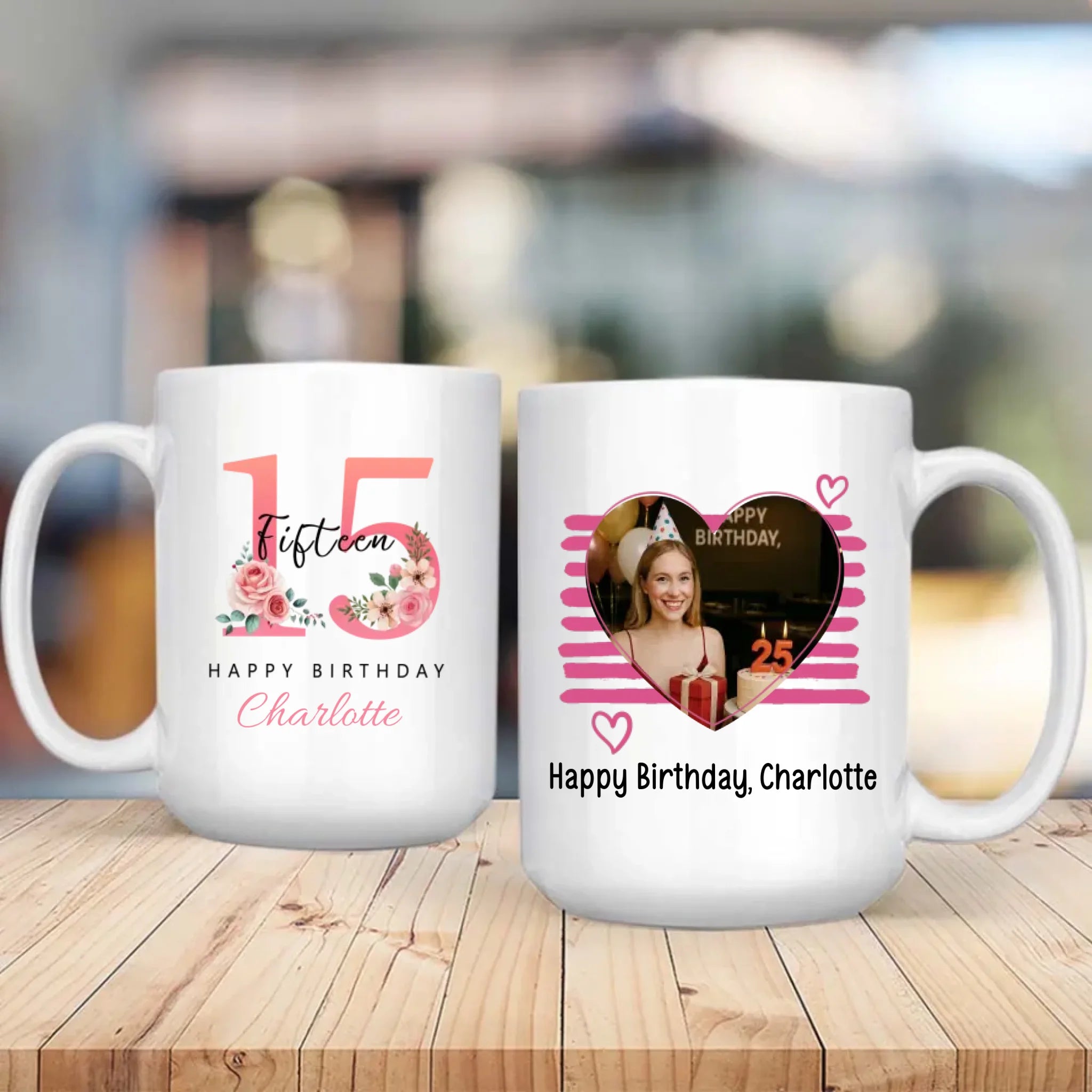 Personalized 15th Birthday Mug β Sweet Floral Gift for Teen Girl - 89Prints