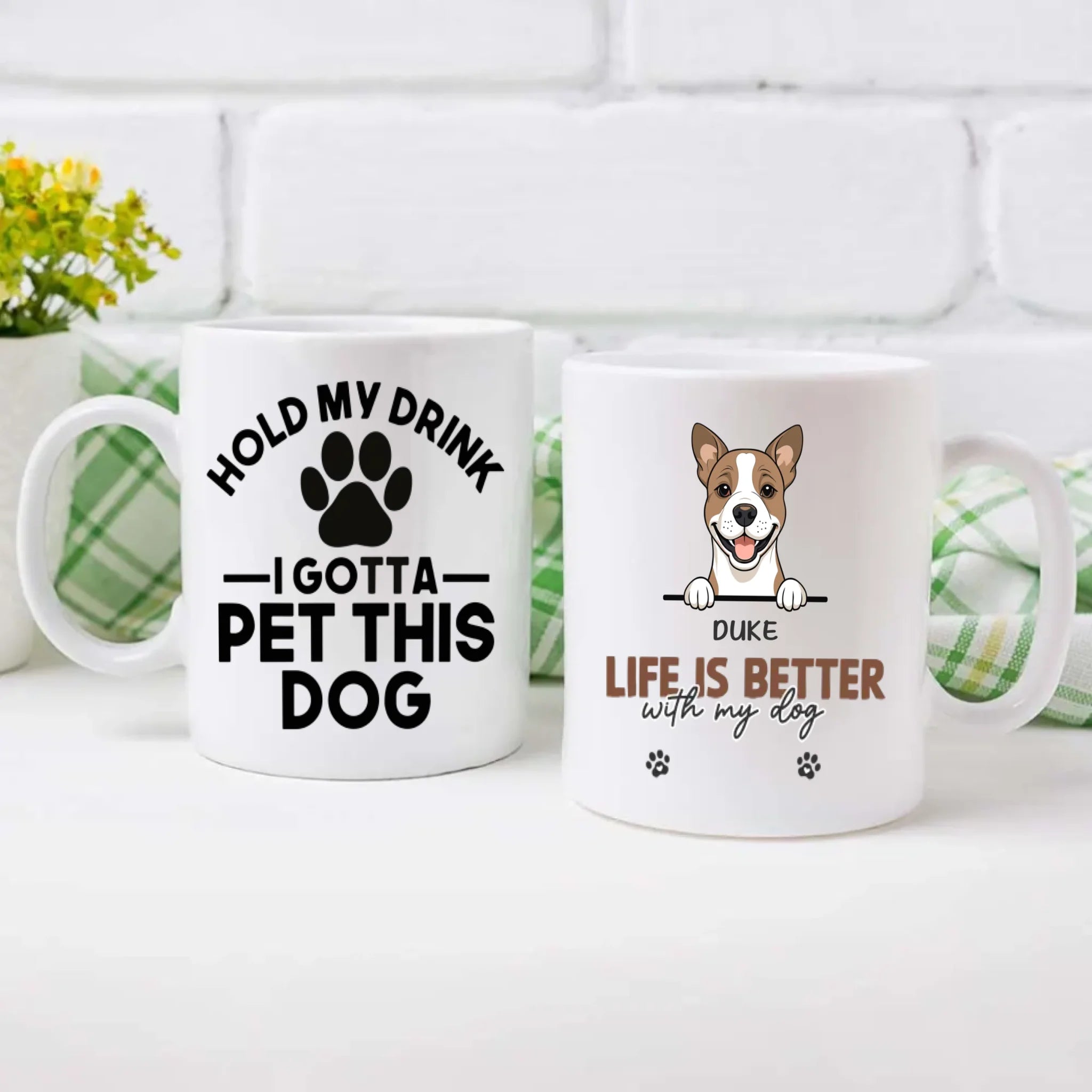 Funny Custom Dog Mug – “Hold My Drink I Gotta Pet This Dog” - 89Prints