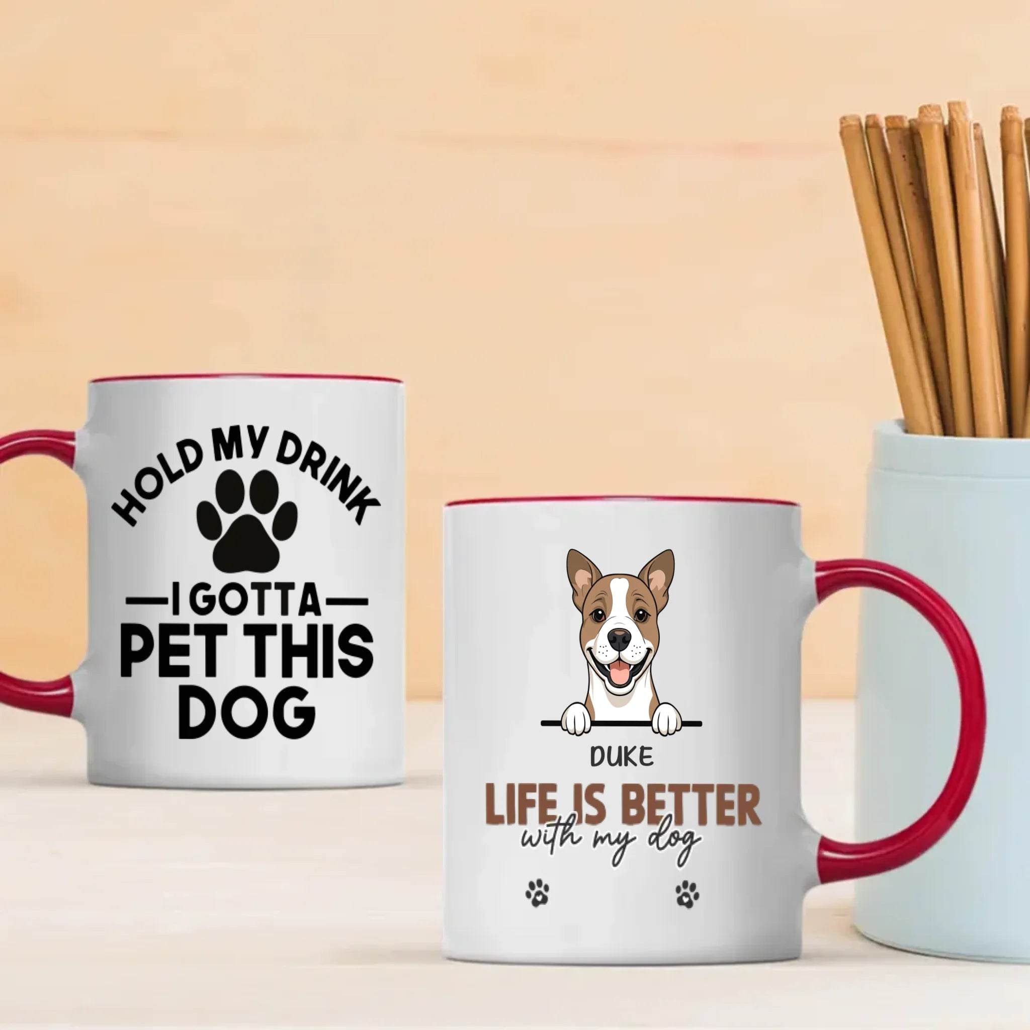Funny Custom Dog Mug – “Hold My Drink I Gotta Pet This Dog” - 89Prints