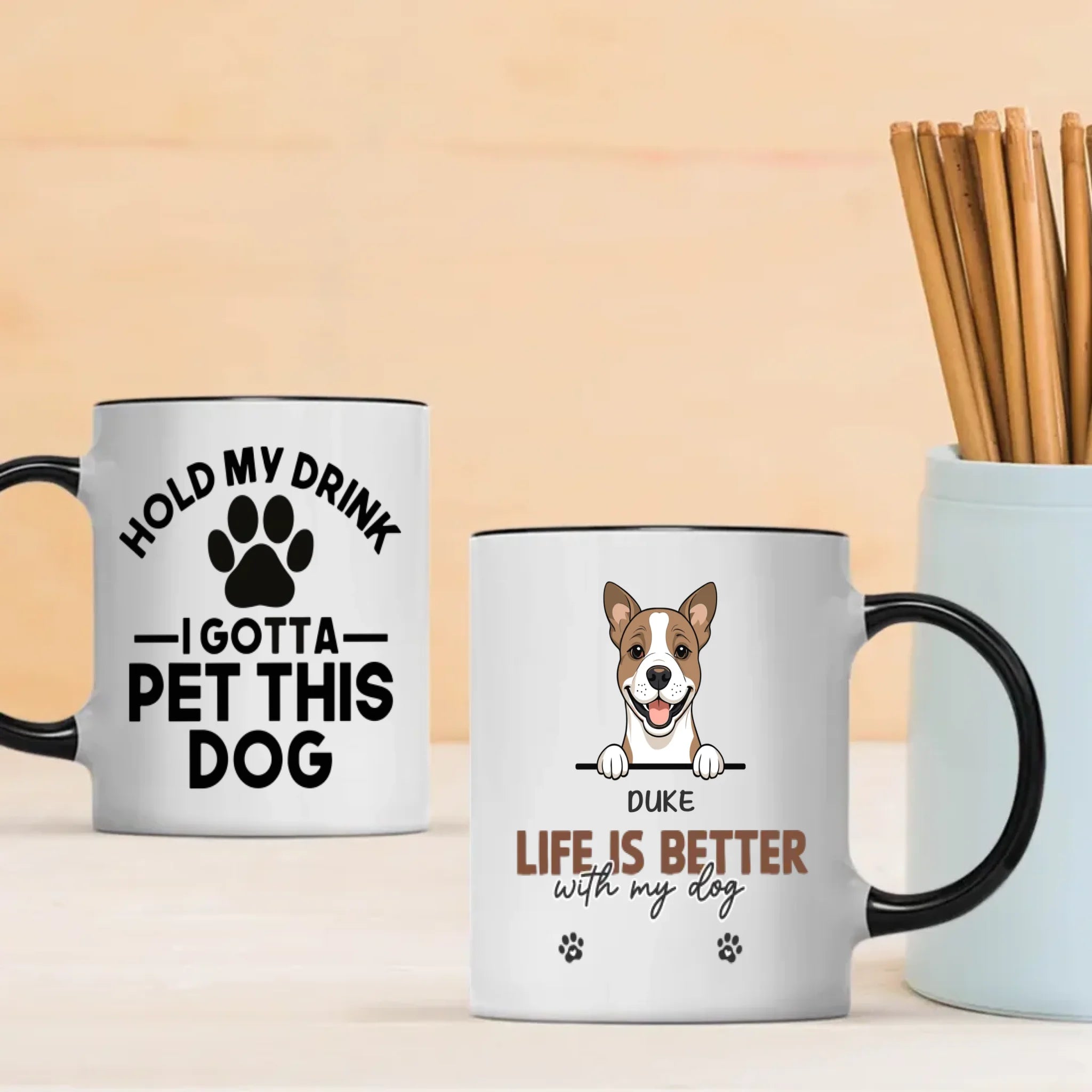 Funny Custom Dog Mug – “Hold My Drink I Gotta Pet This Dog” - 89Prints