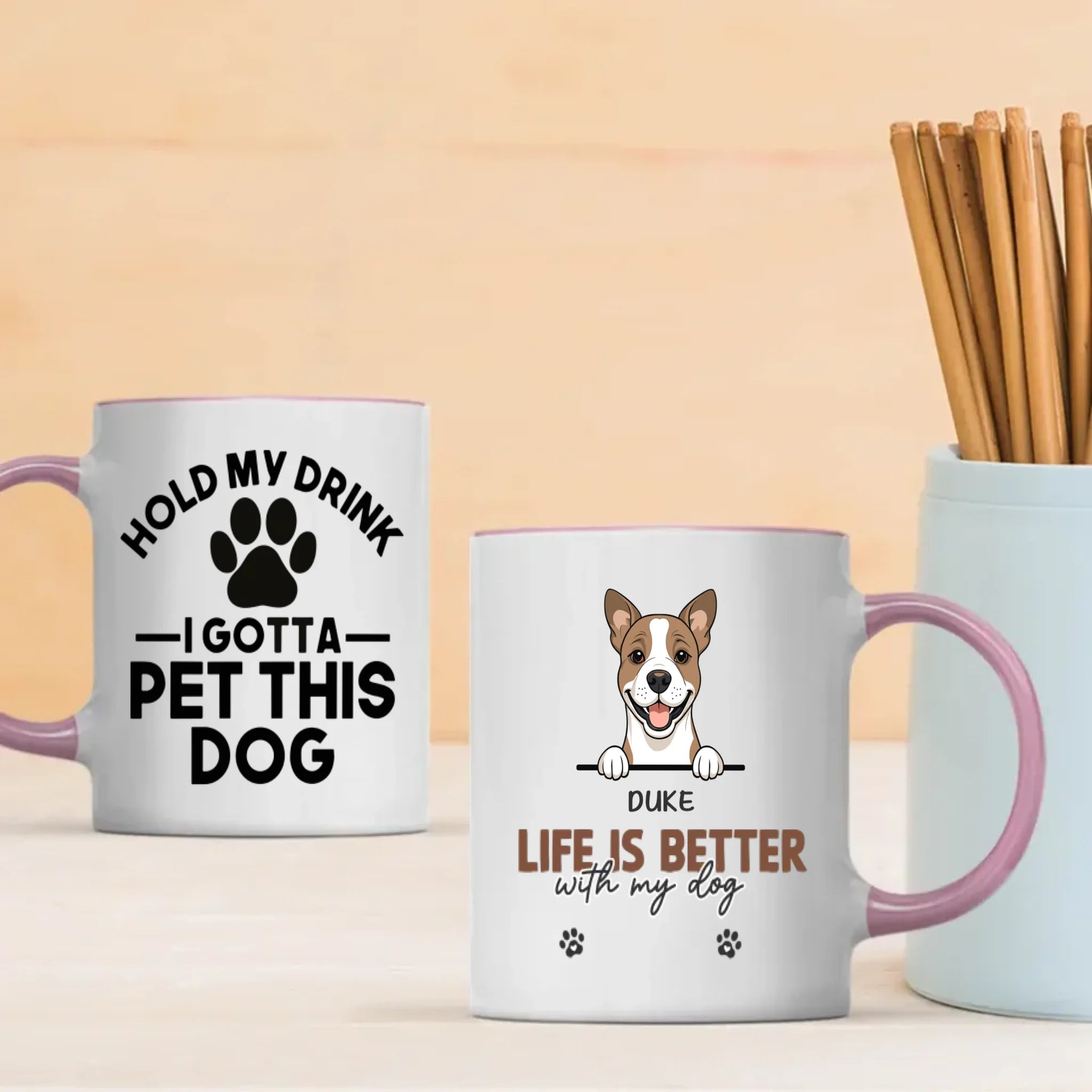 Funny Custom Dog Mug – “Hold My Drink I Gotta Pet This Dog” - 89Prints