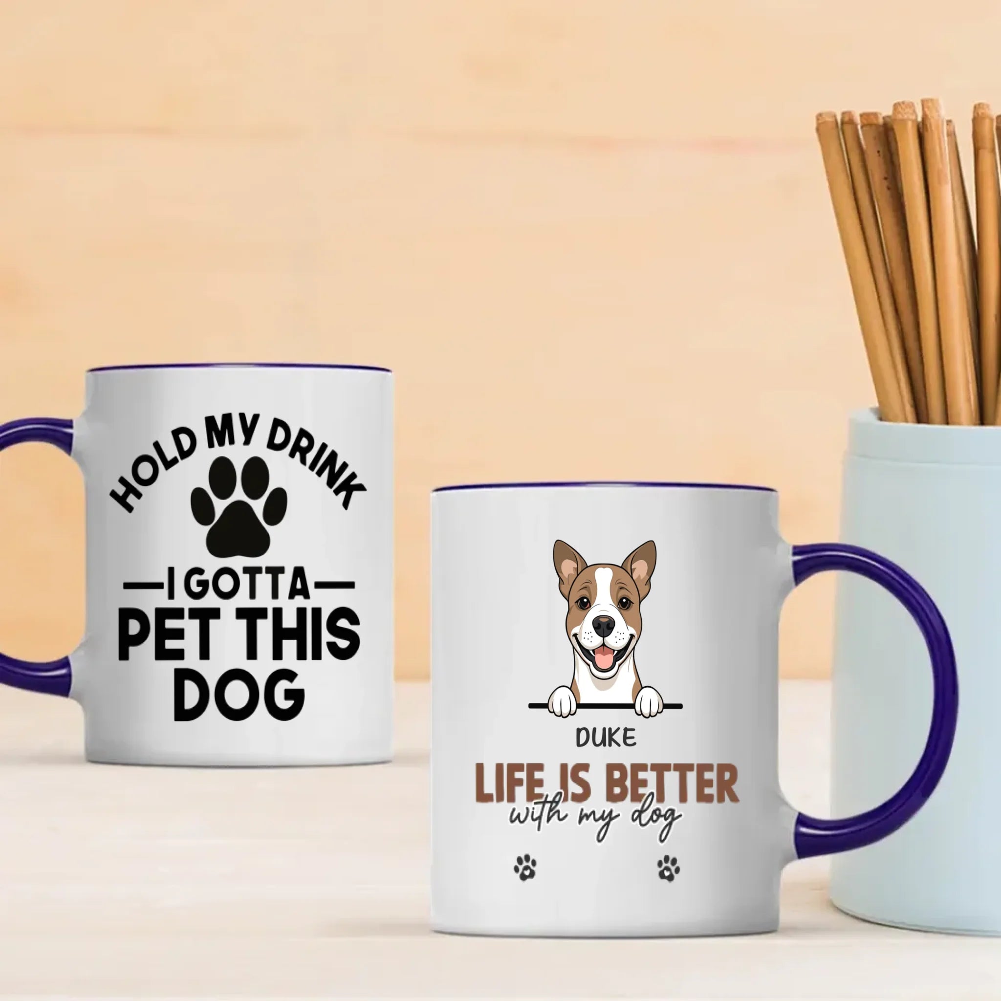 Funny Custom Dog Mug – “Hold My Drink I Gotta Pet This Dog” - 89Prints