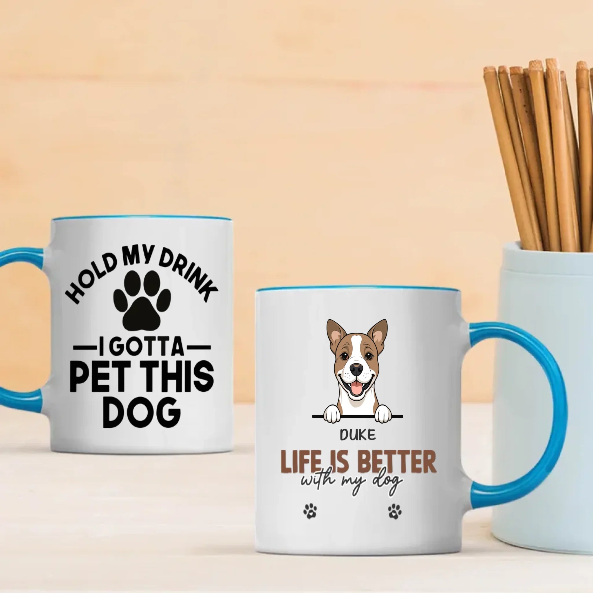Funny Custom Dog Mug – “Hold My Drink I Gotta Pet This Dog” - 89Prints