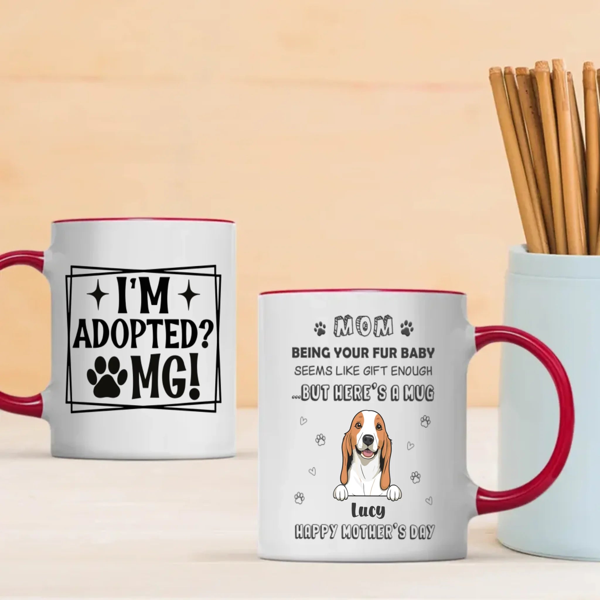 Custom Dog Mug – Adopted & Adored | 89Prints