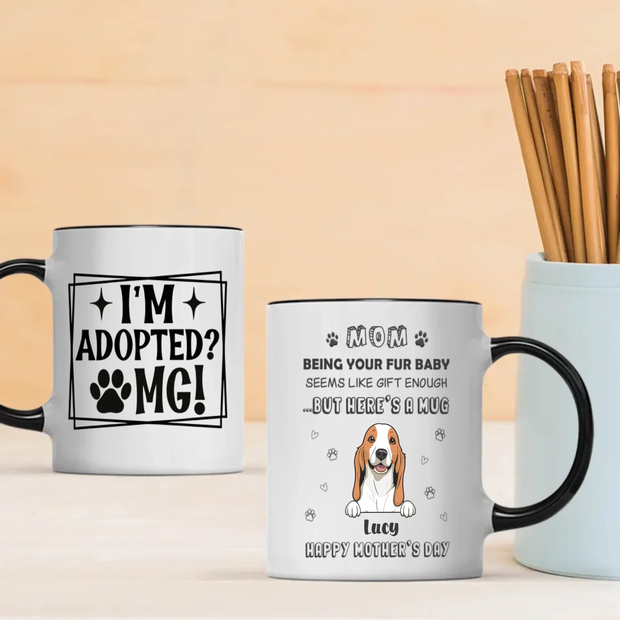 Custom Dog Mug – Adopted & Adored | 89Prints