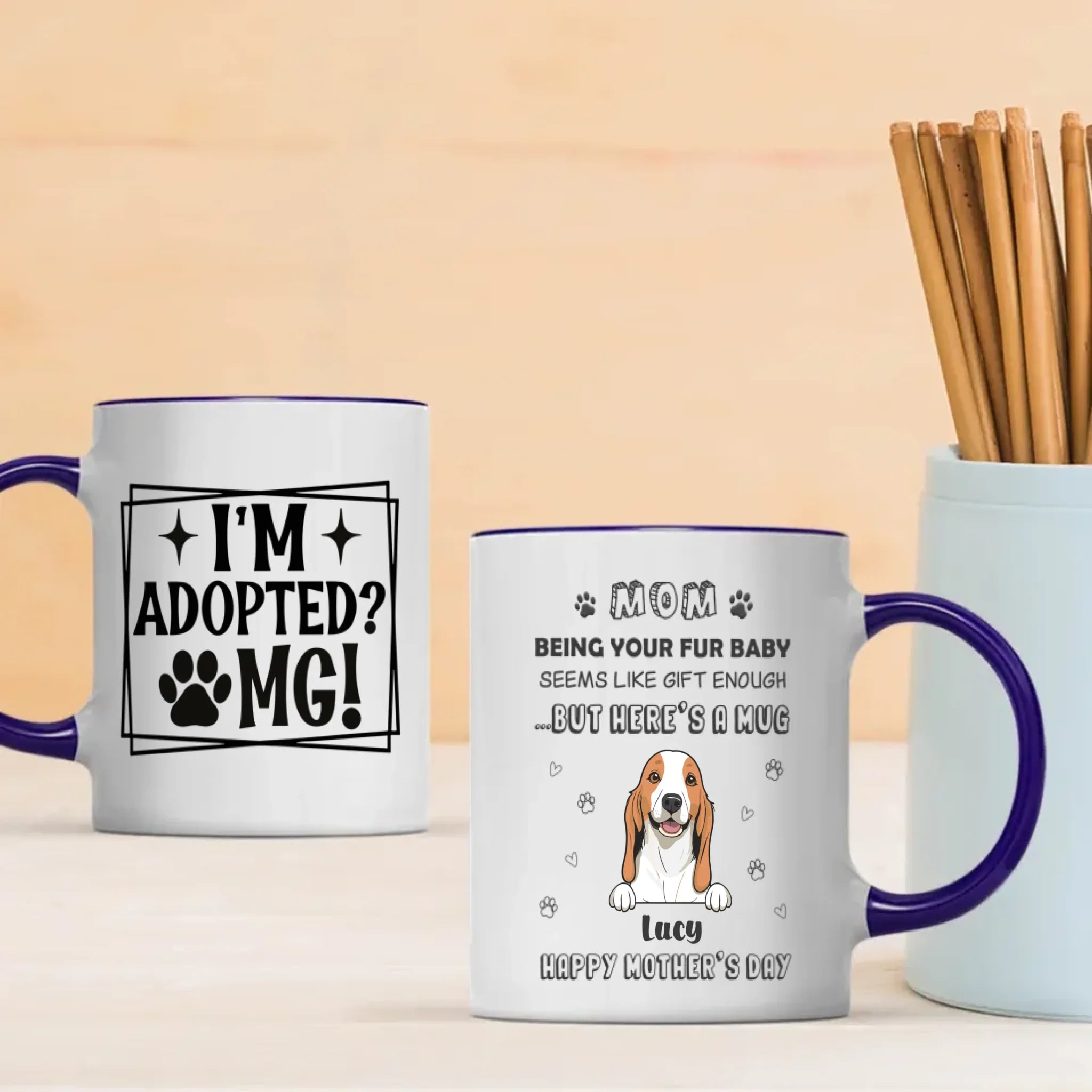 Custom Dog Mug – Adopted & Adored | 89Prints