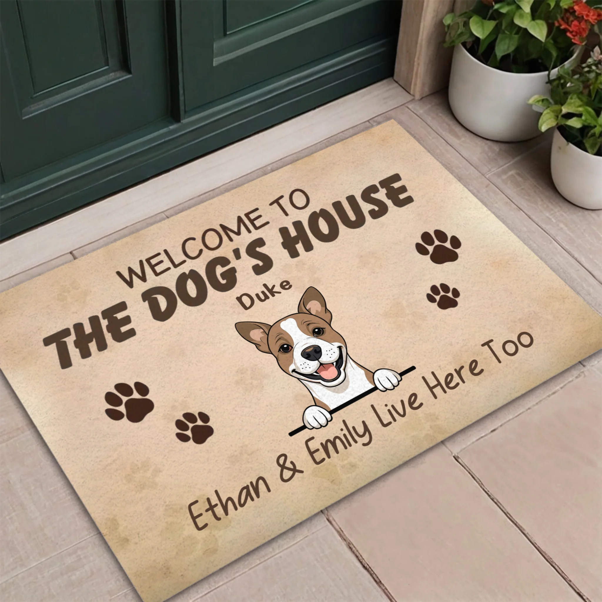 Welcom To The Dog's House Custom Dog Name Doormatt
