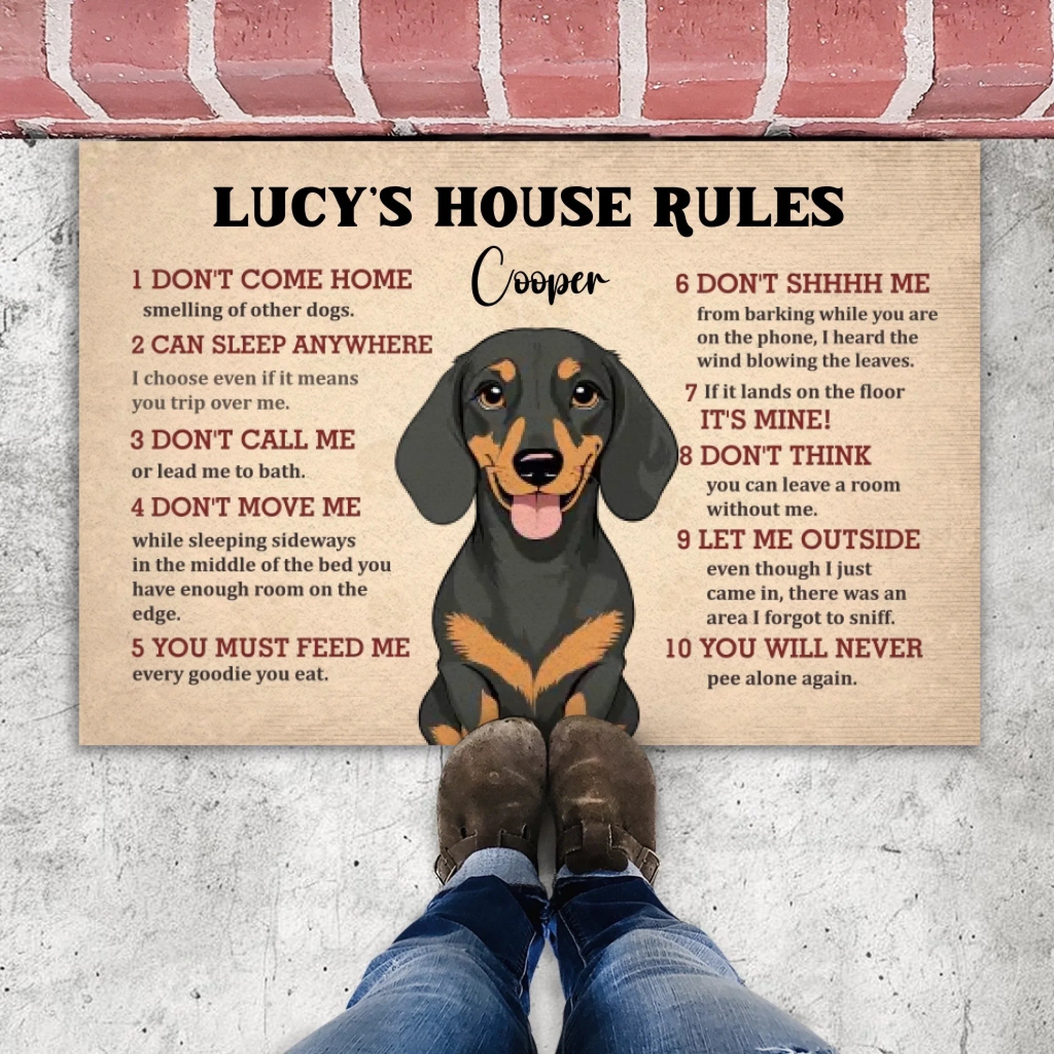 Personalized Dog Doormat – Funny House Rules Mat for Pet Lovers - 89Prints