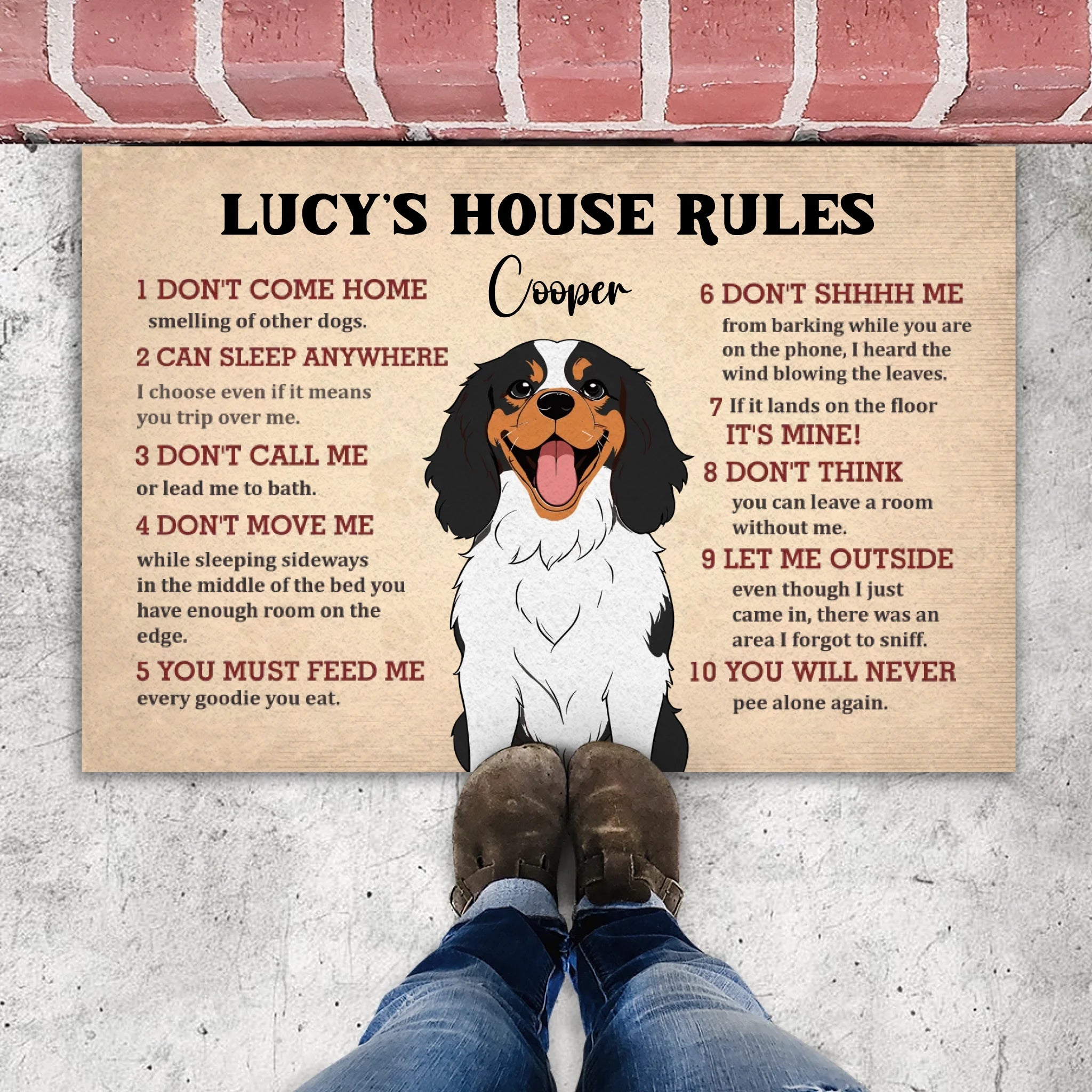 Personalized Dog Doormat – Funny House Rules Mat for Pet Lovers - 89Prints