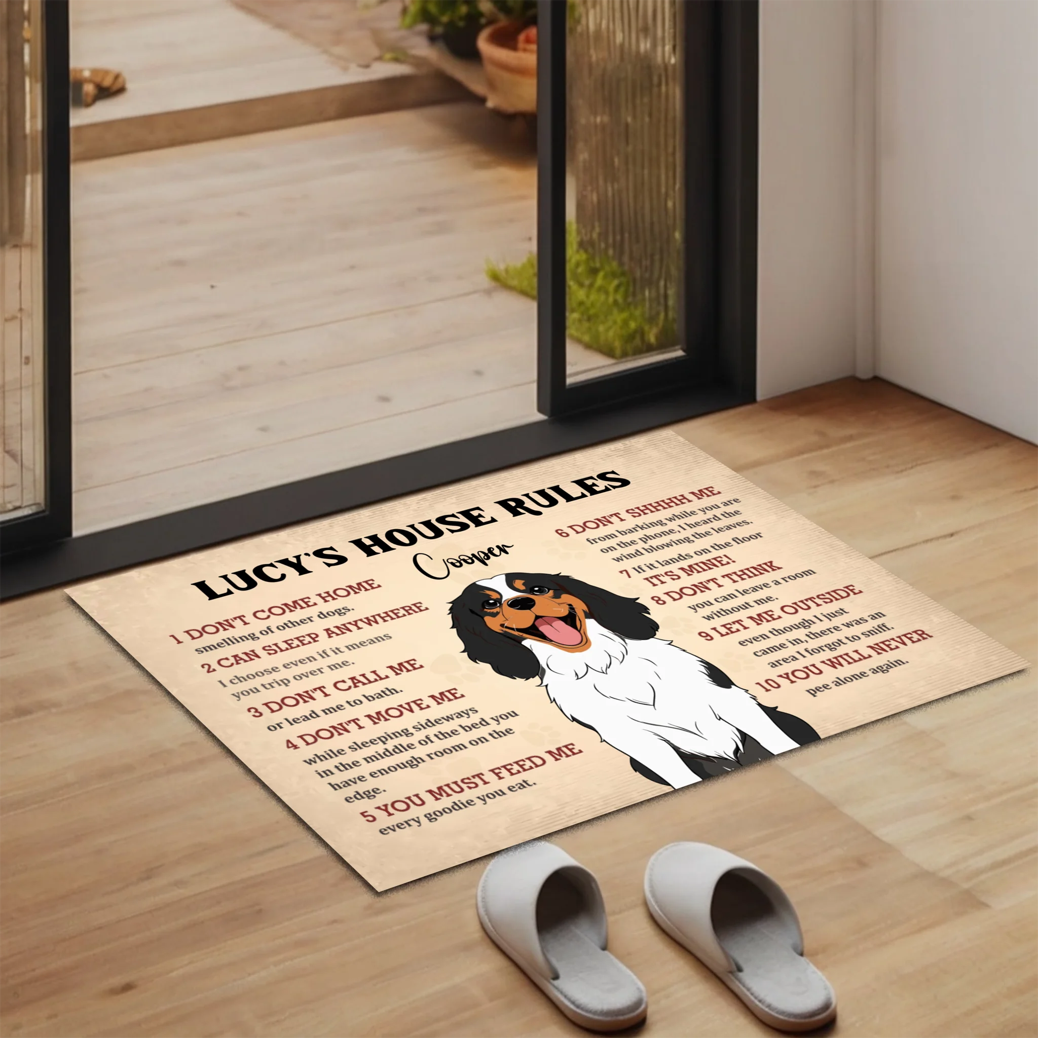 Personalized Dog Doormat – Funny House Rules Mat for Pet Lovers - 89Prints